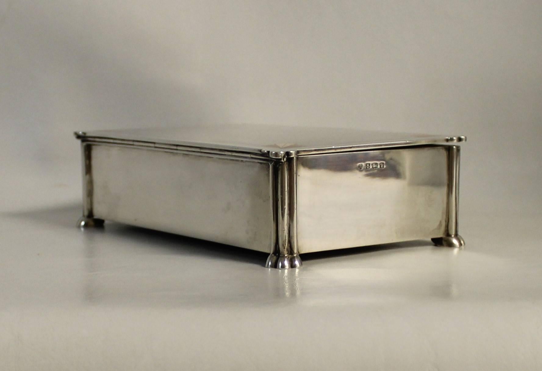 Arts and Crafts English Arts & Crafts Sterling Silver Box with Copper Mounts For Sale