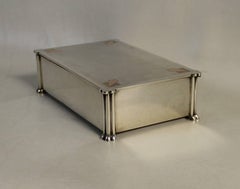 English Arts & Crafts Sterling Silver Box with Copper Mounts