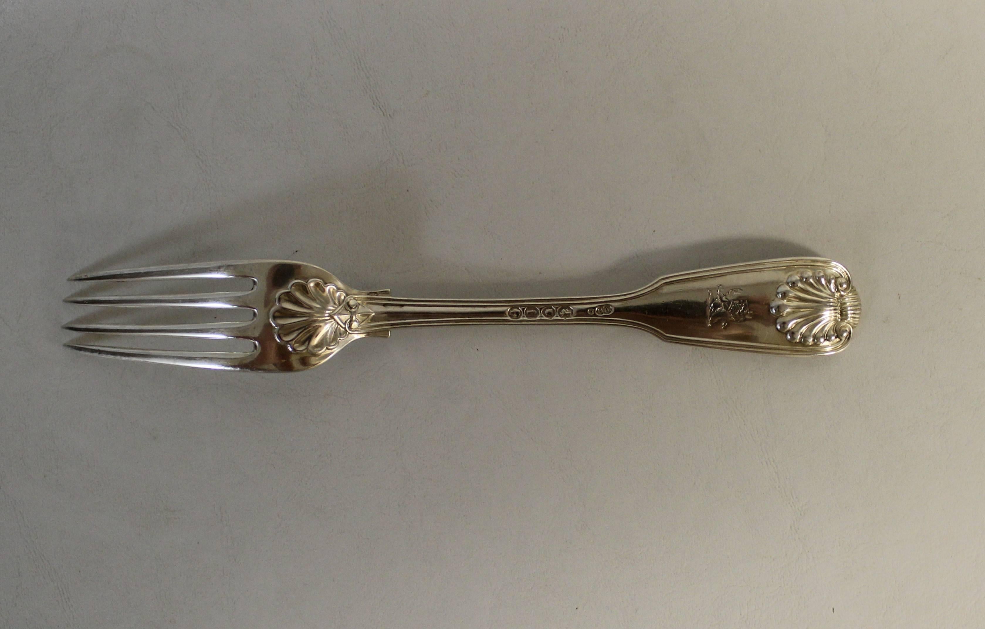 Twelve 19th Century Chawner & Co George William Adams Sterling Silver Forks For Sale 1