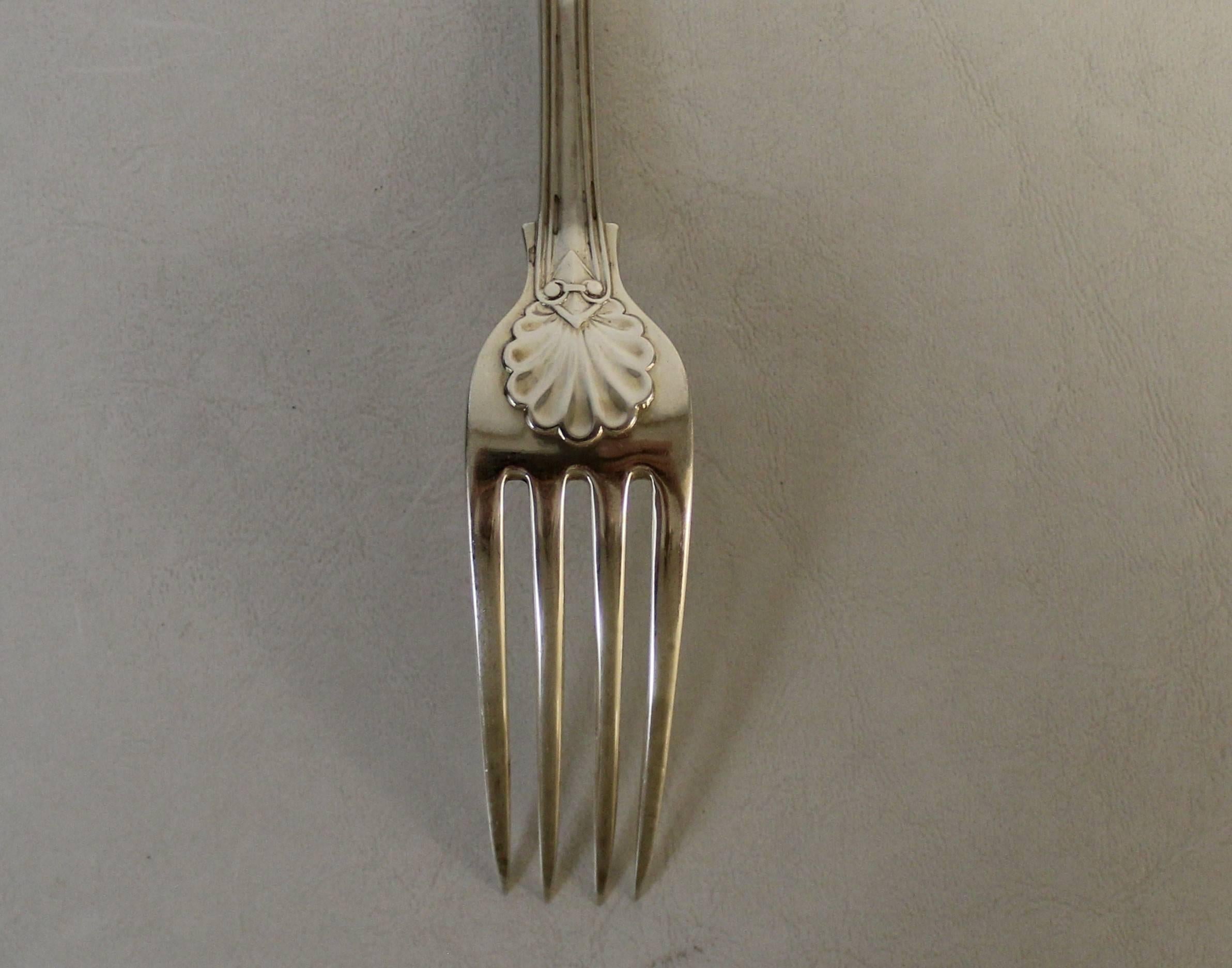 Twelve 19th Century Chawner & Co George William Adams Sterling Silver Forks In Good Condition For Sale In Hamilton, Ontario