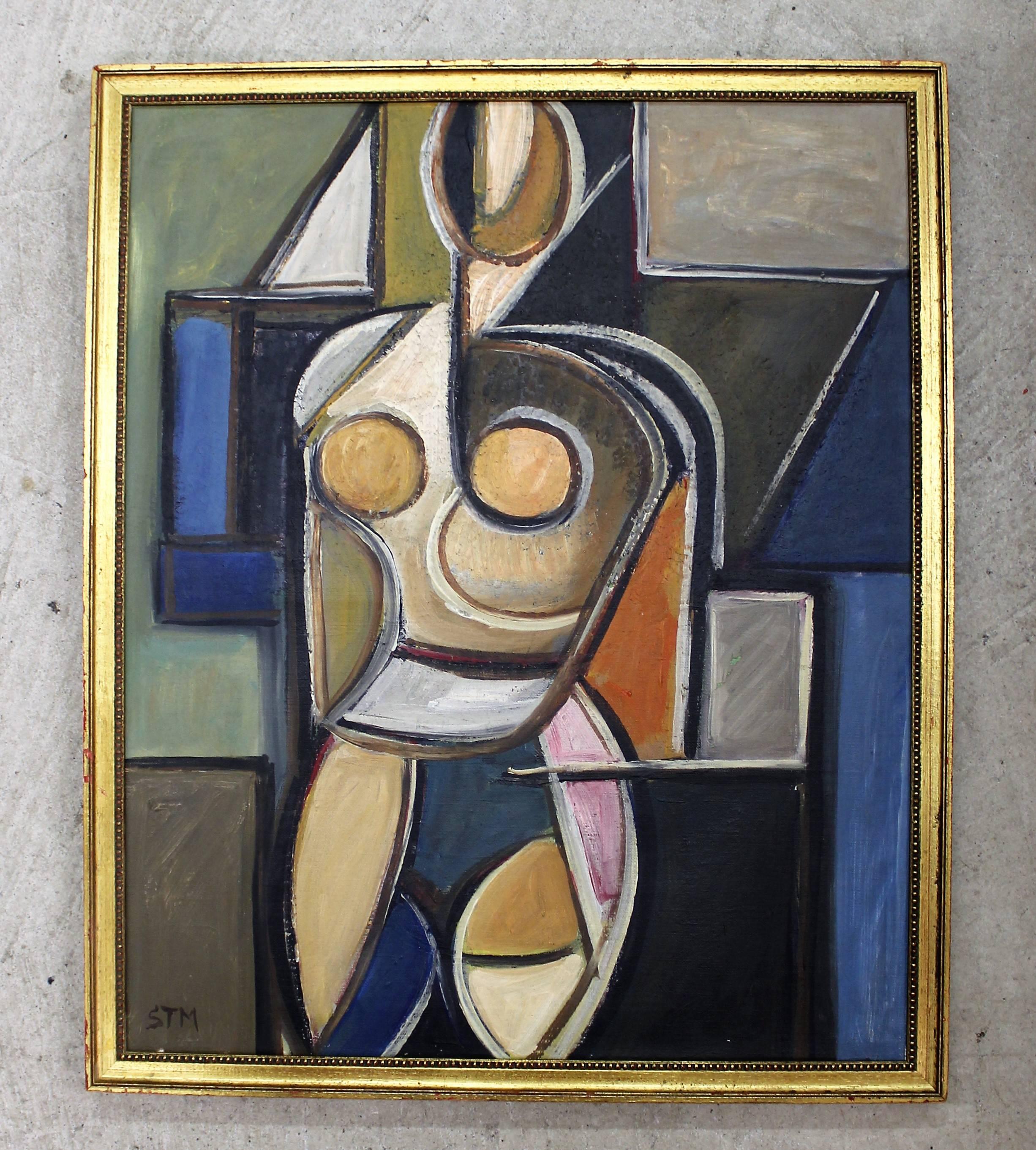 Josef Stoitzner Millinger (Austrian, 1911-1982) Cubist painting
Measures: With frame: 20.75" wide x 25" high Without frame: 19.5" wide x 23.5" high.