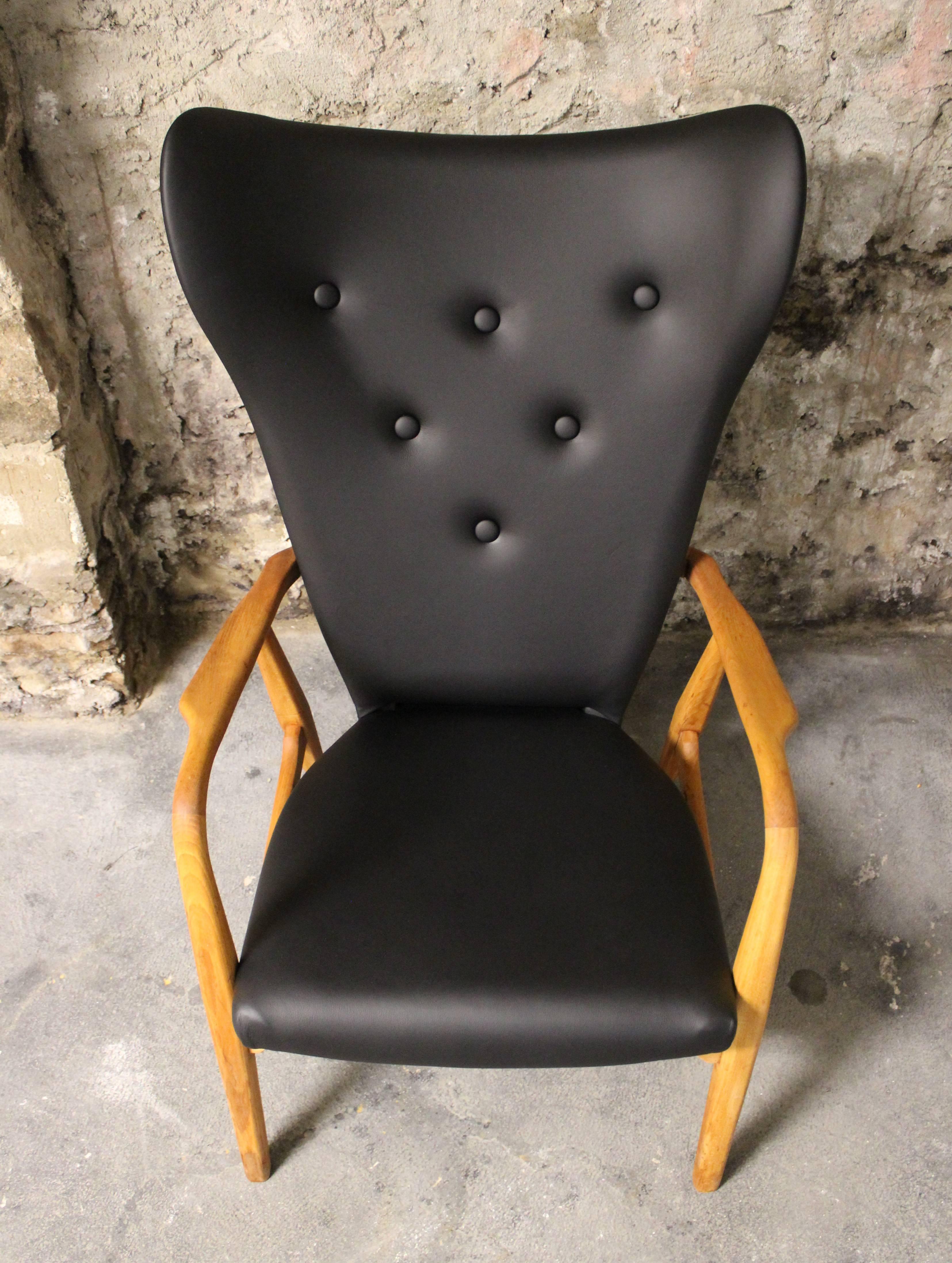 Leather Madsen and Schubell Wingback Lounge Chair for Vik and Blinheim
