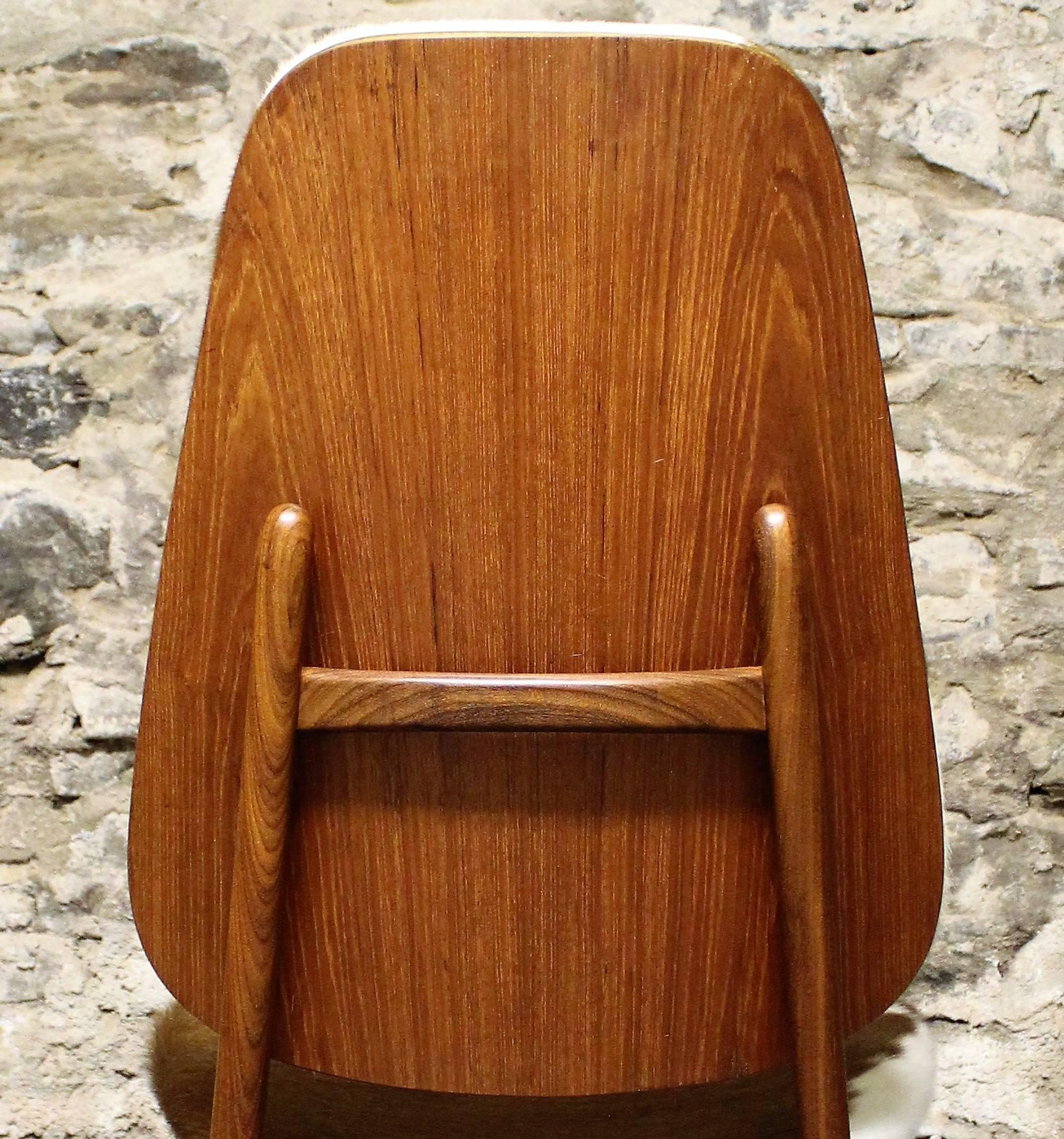 Four Arne Hovmand Olsen Danish Teak Dining Chairs with Cowhide Upholstery 3