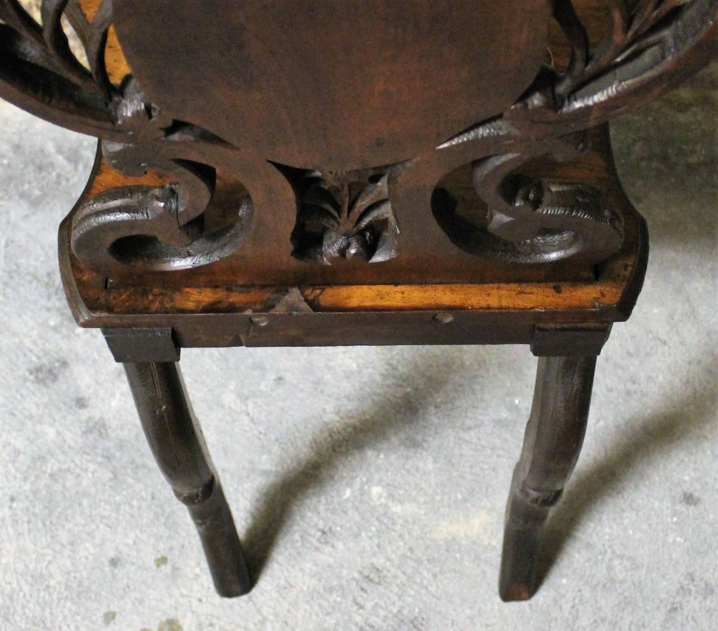 19th Century Black Forest Carved Chair with Inlay 6