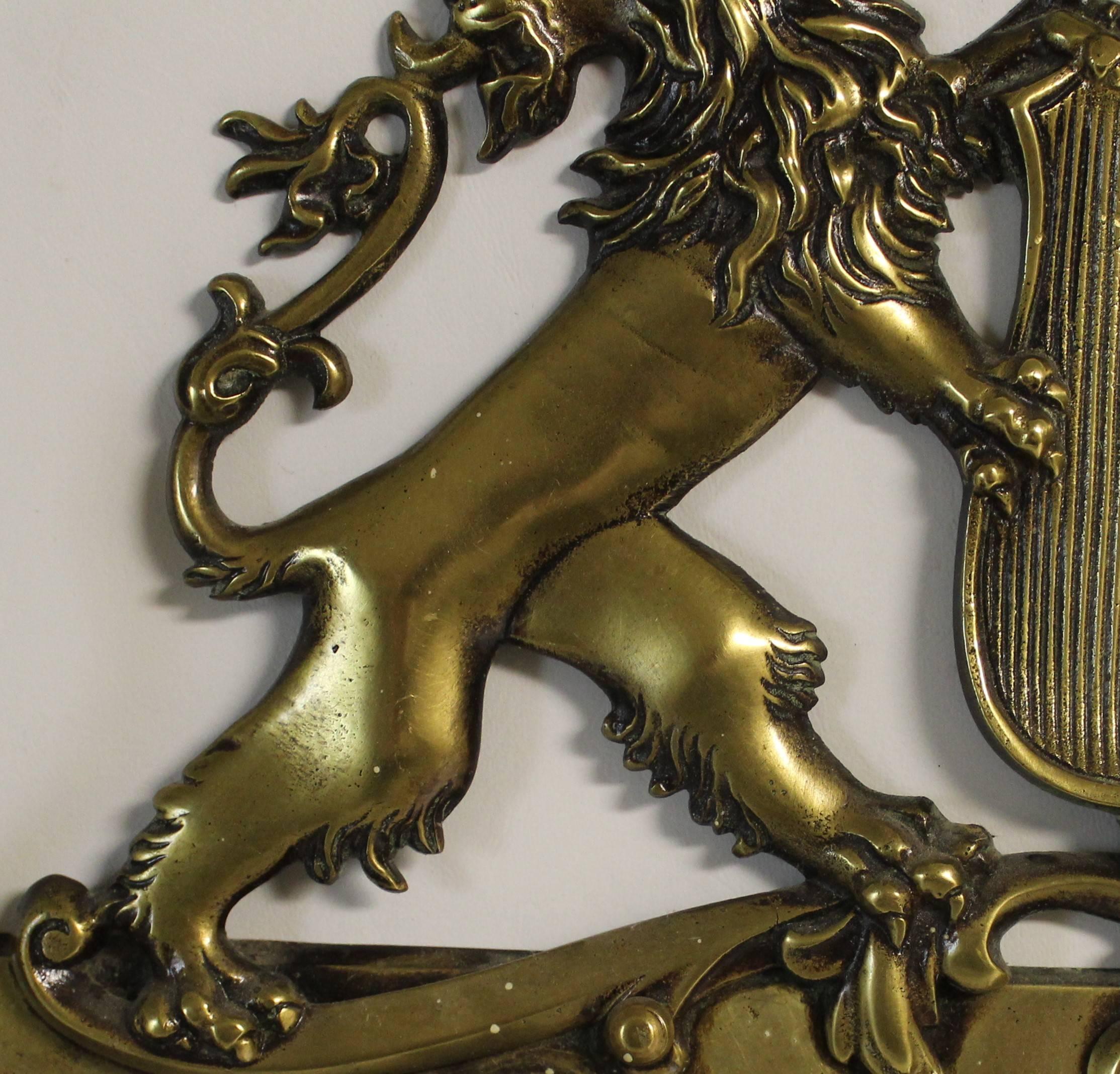20th Century Coat of Arms Brass Coat Hanger