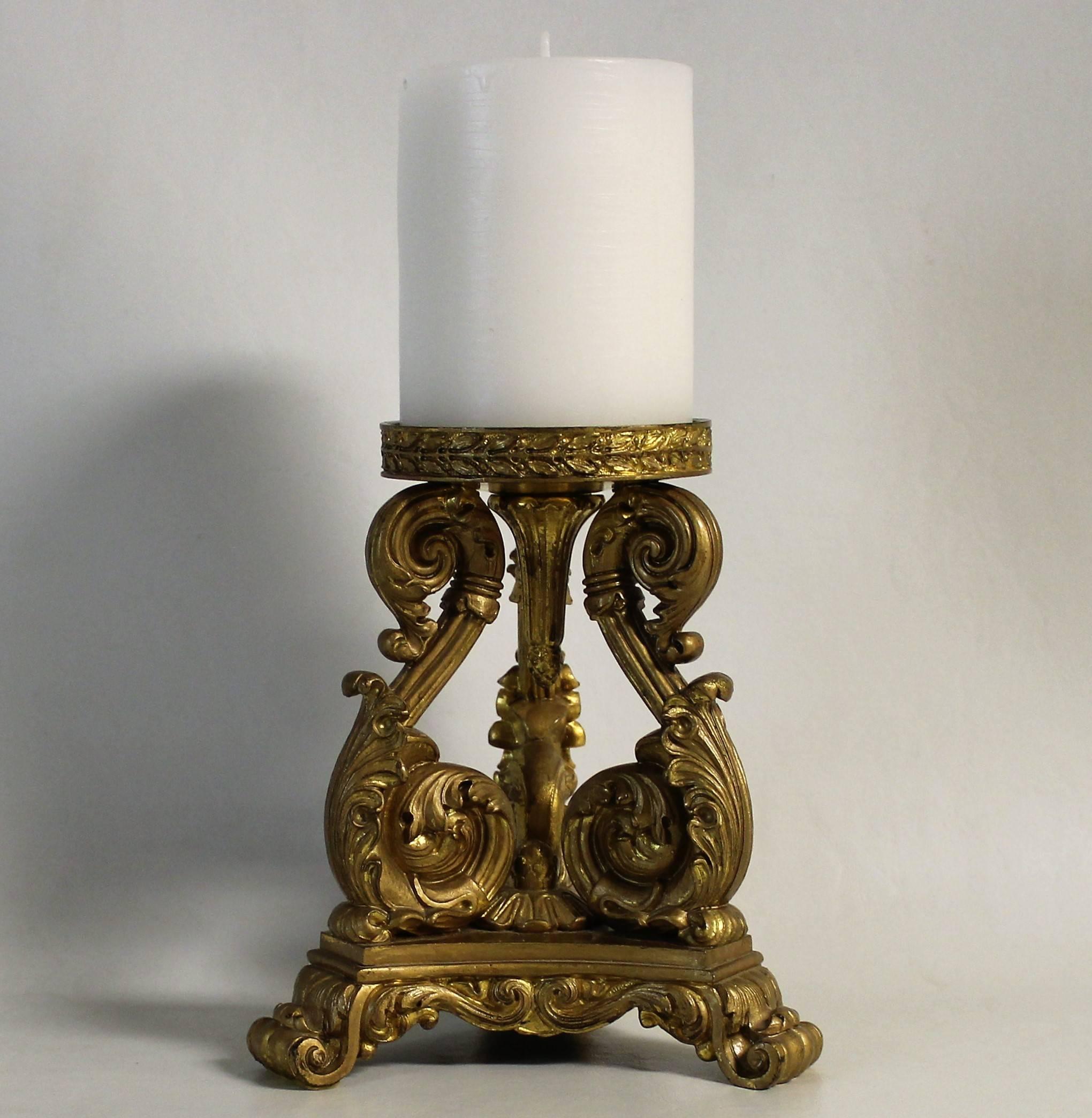Pair of 19th century French gilt bronze candle holders.