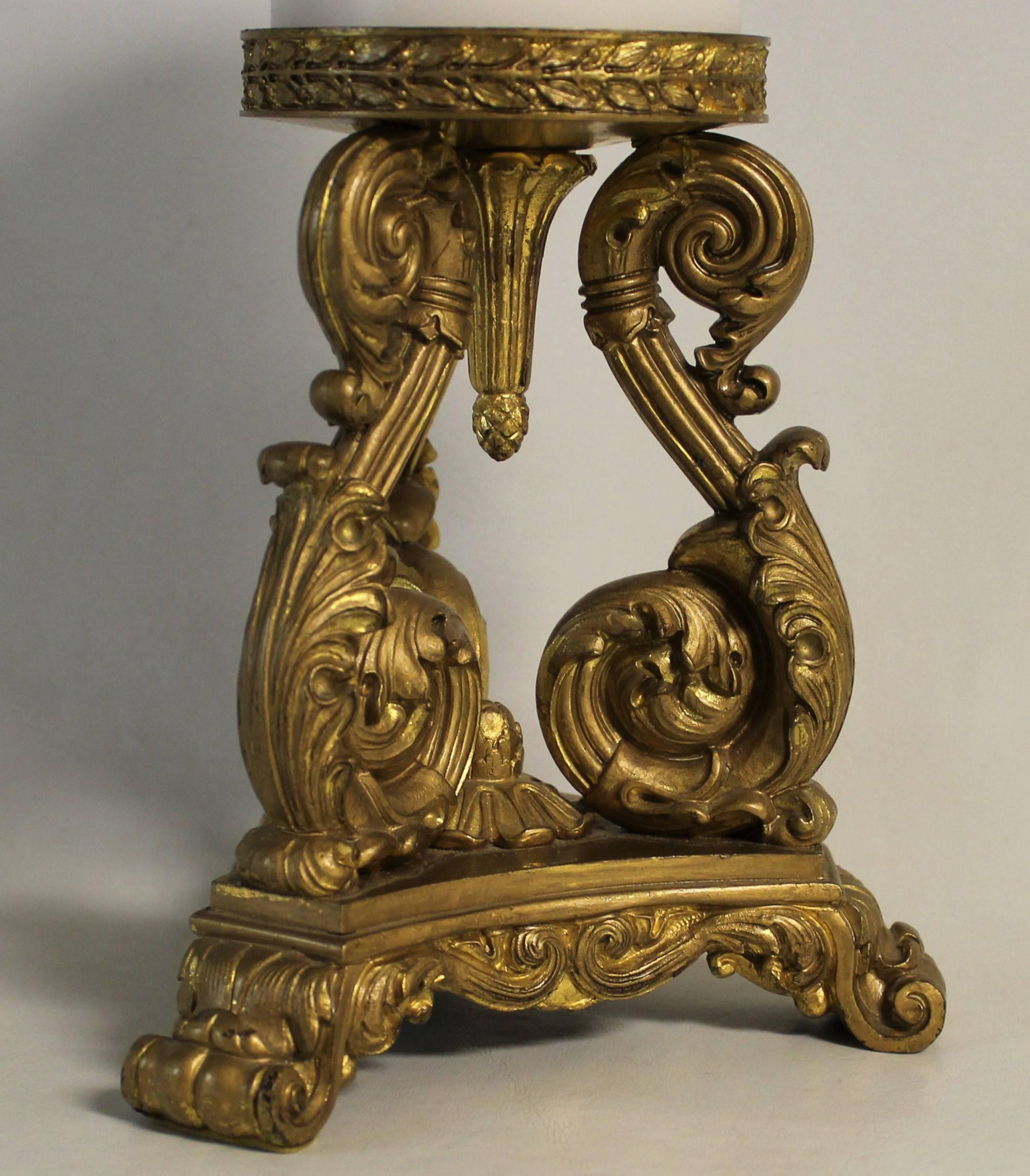 Pair of 19th Century French Gilt Bronze Candlesticks In Good Condition In Hamilton, Ontario