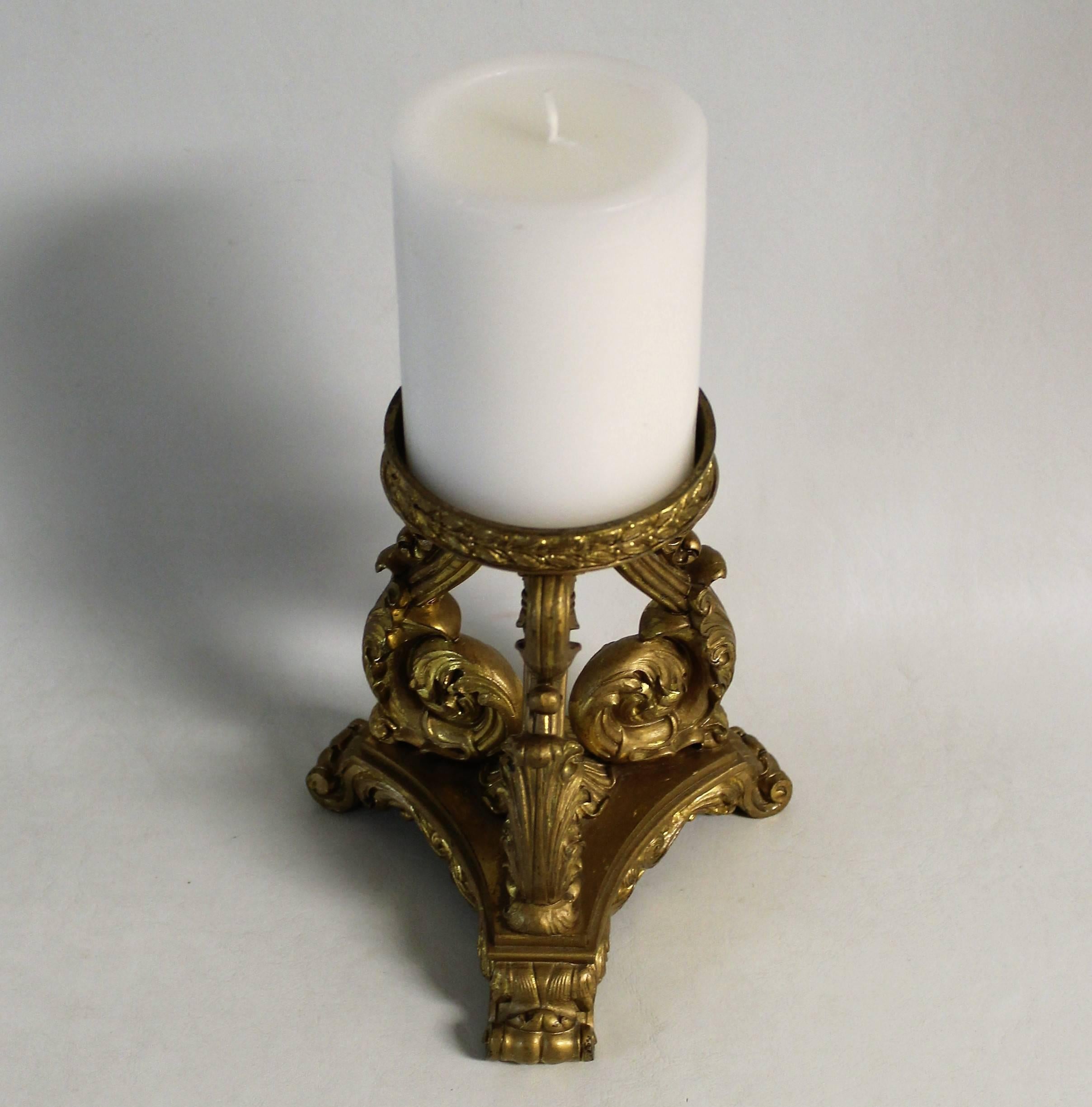 Louis XVI Pair of 19th Century French Gilt Bronze Candlesticks