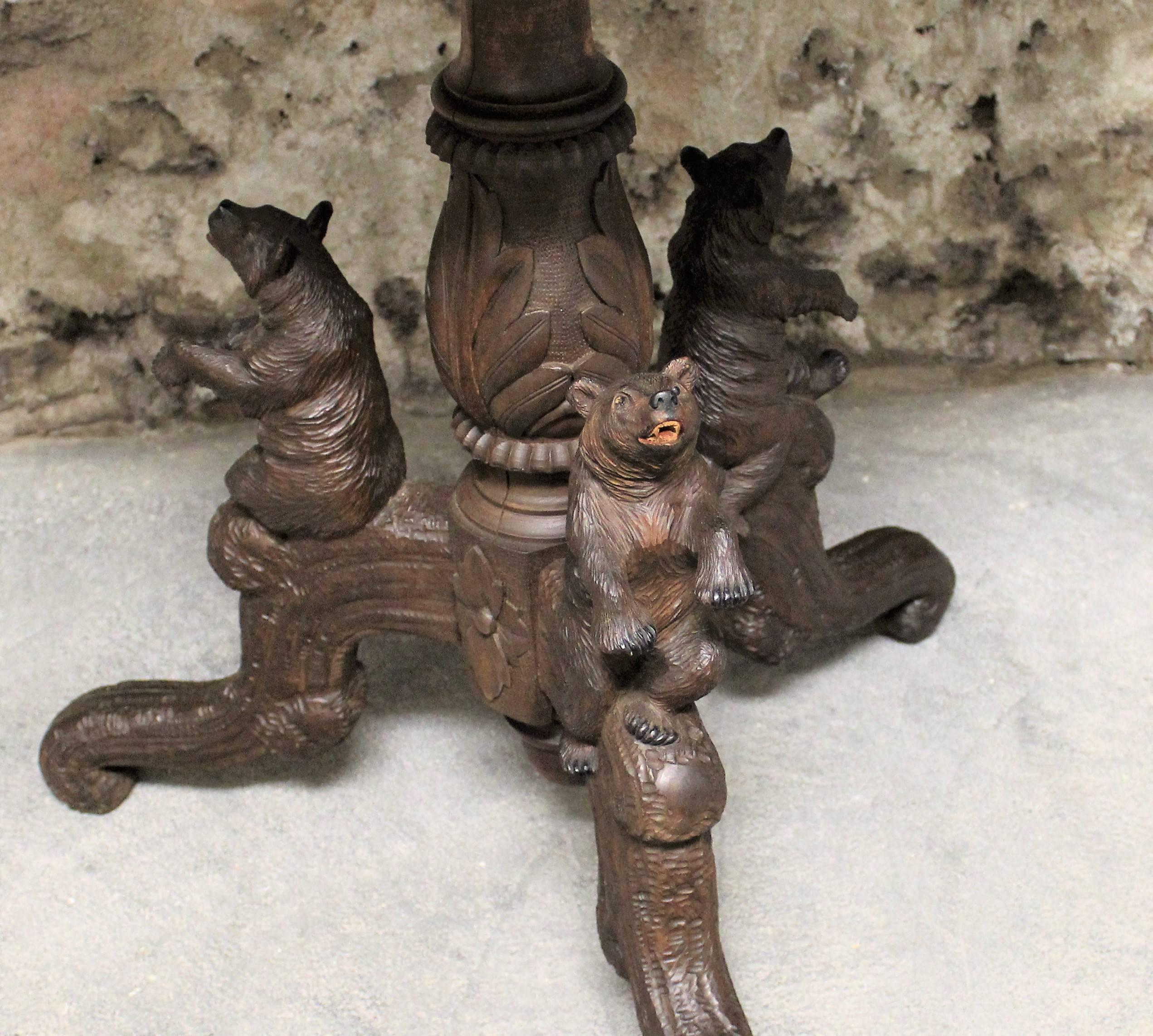 19th Century Black Forest Carved Bear Side Table In Good Condition In Hamilton, Ontario