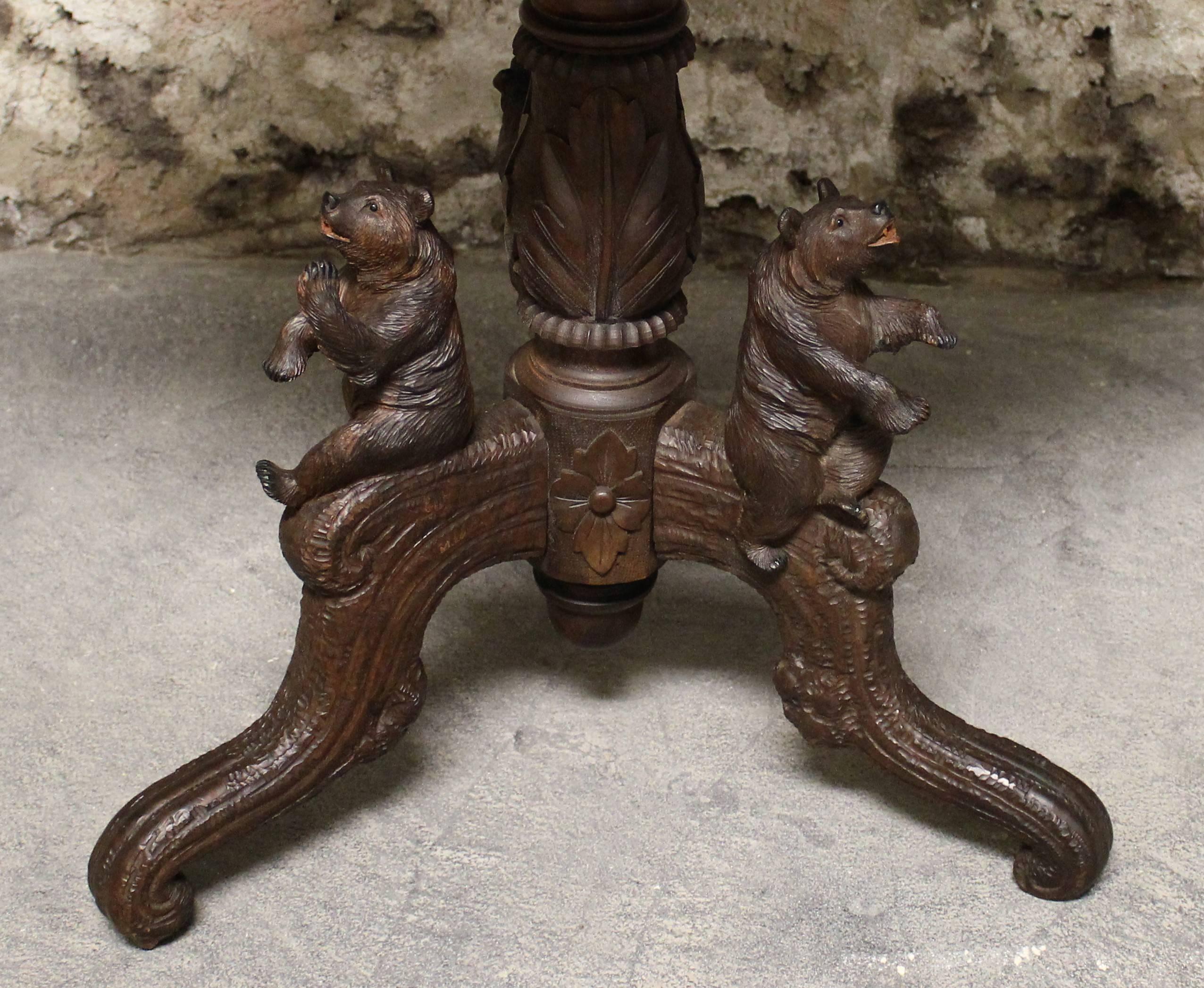 19th Century Black Forest Carved Bear Side Table 1