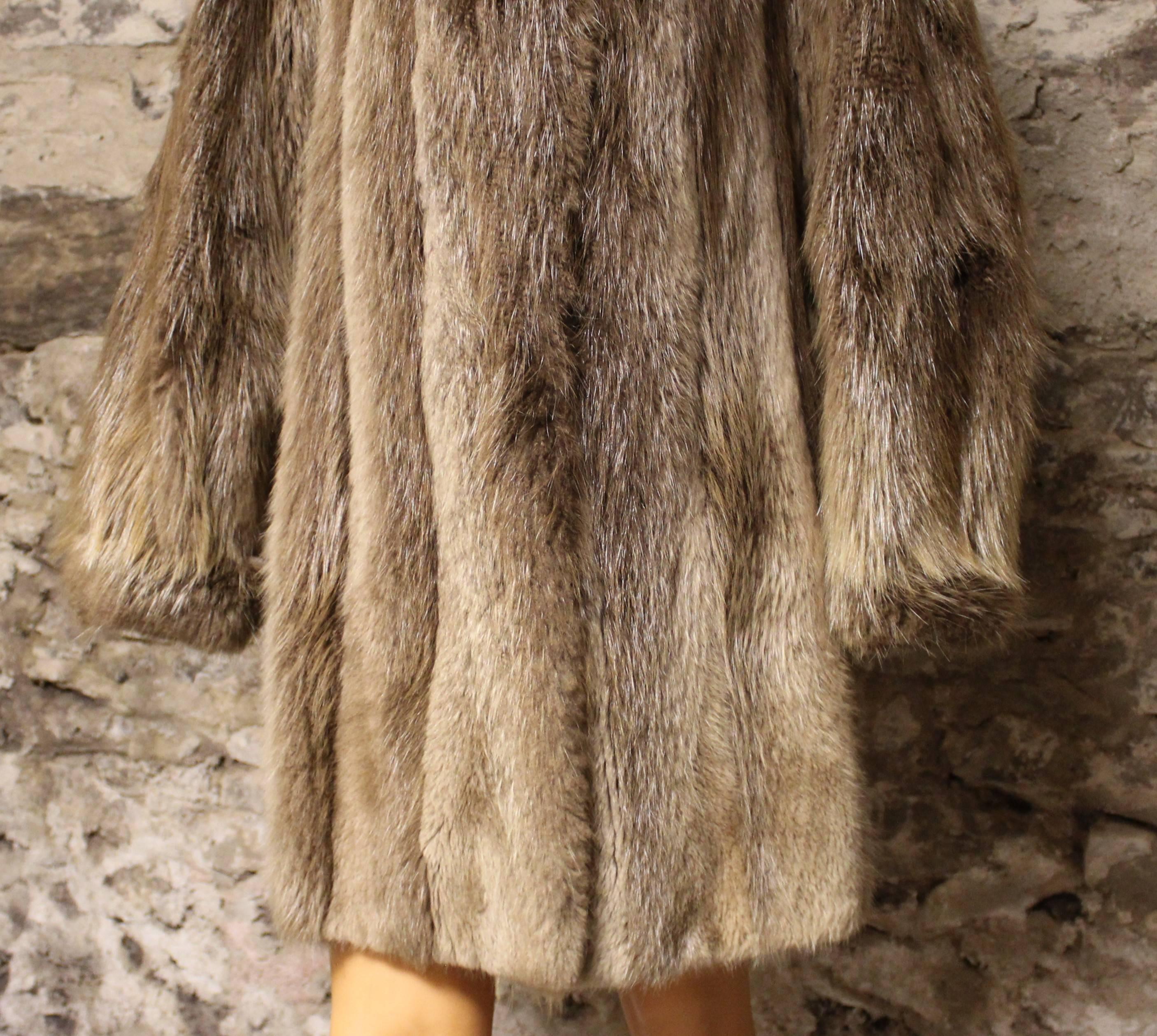 Long Haired Beaver Fur Coat For Sale 2