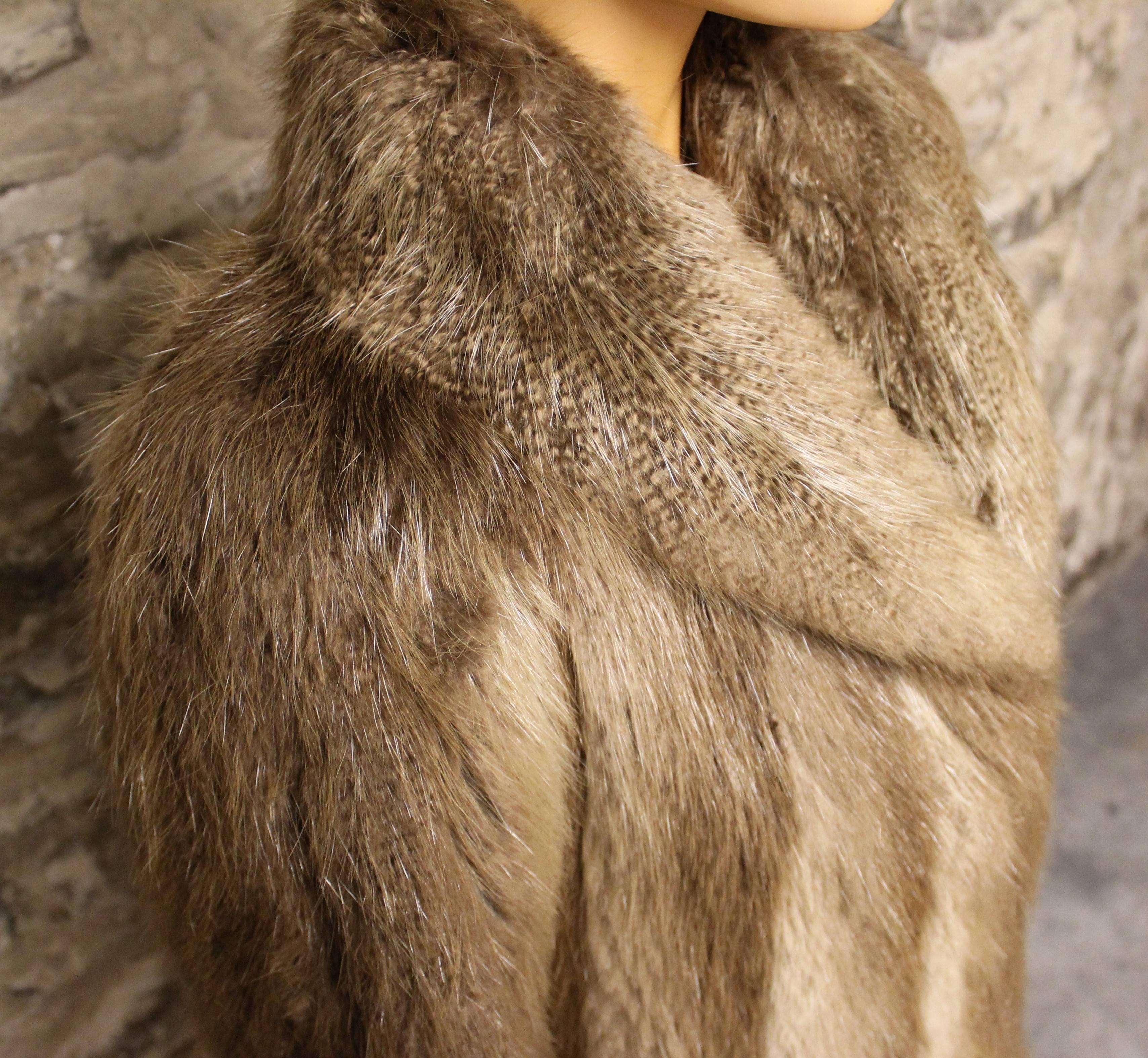 Long Haired Beaver Fur Coat For Sale 1