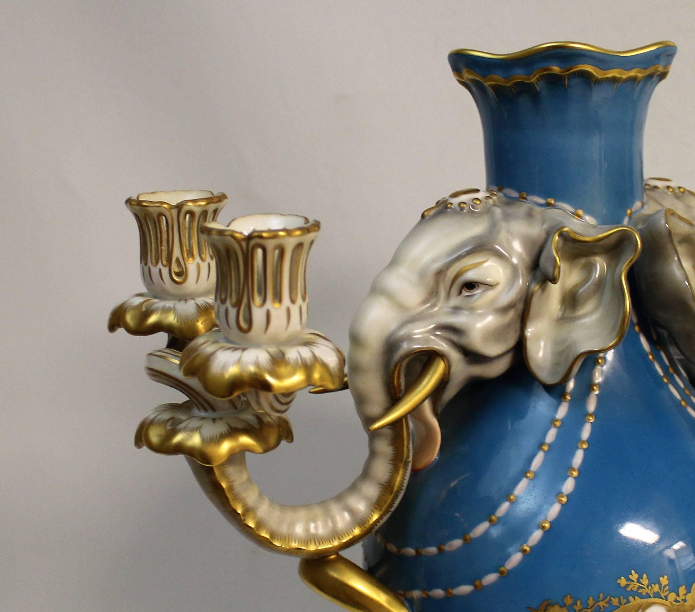 20th Century Herend Porcelain Candelabra Centrepiece For Sale