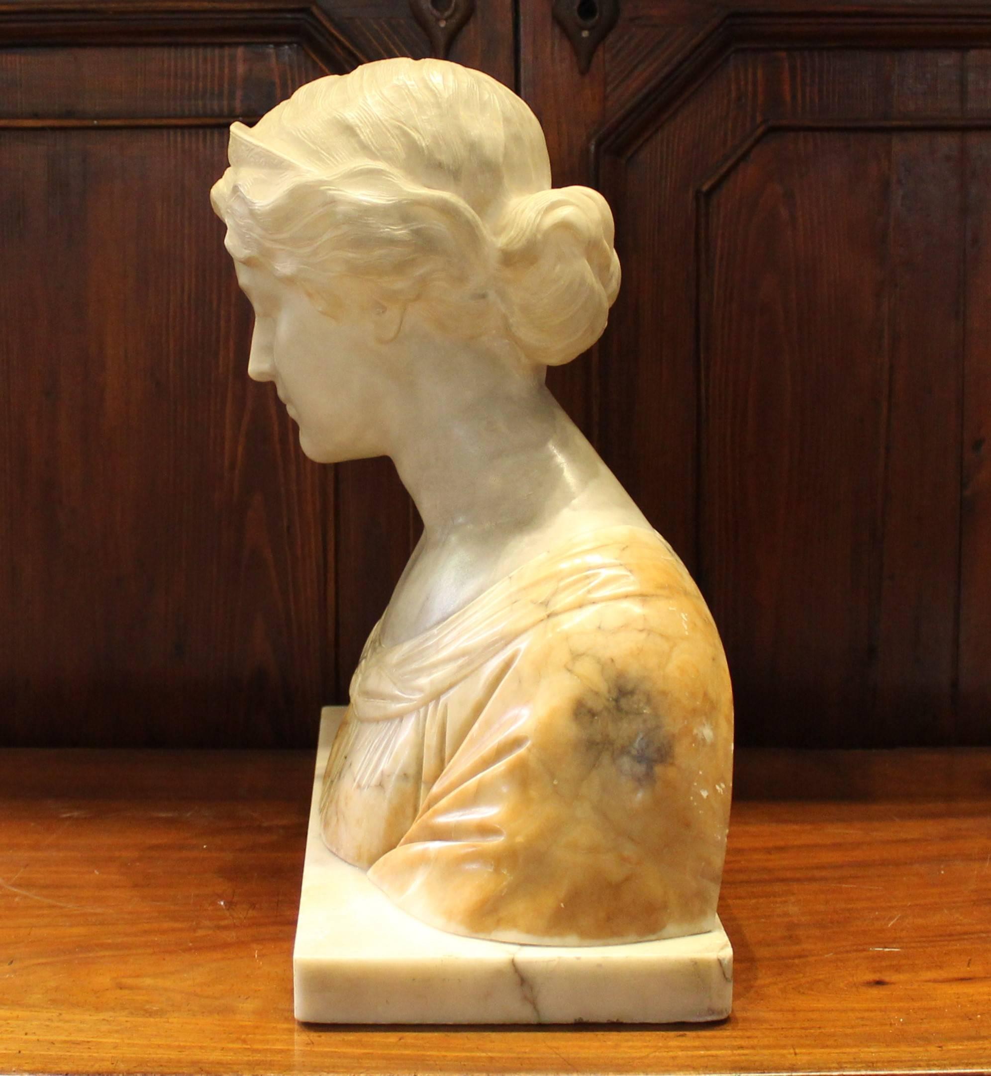 19th Century Italian Alabaster Bust 1