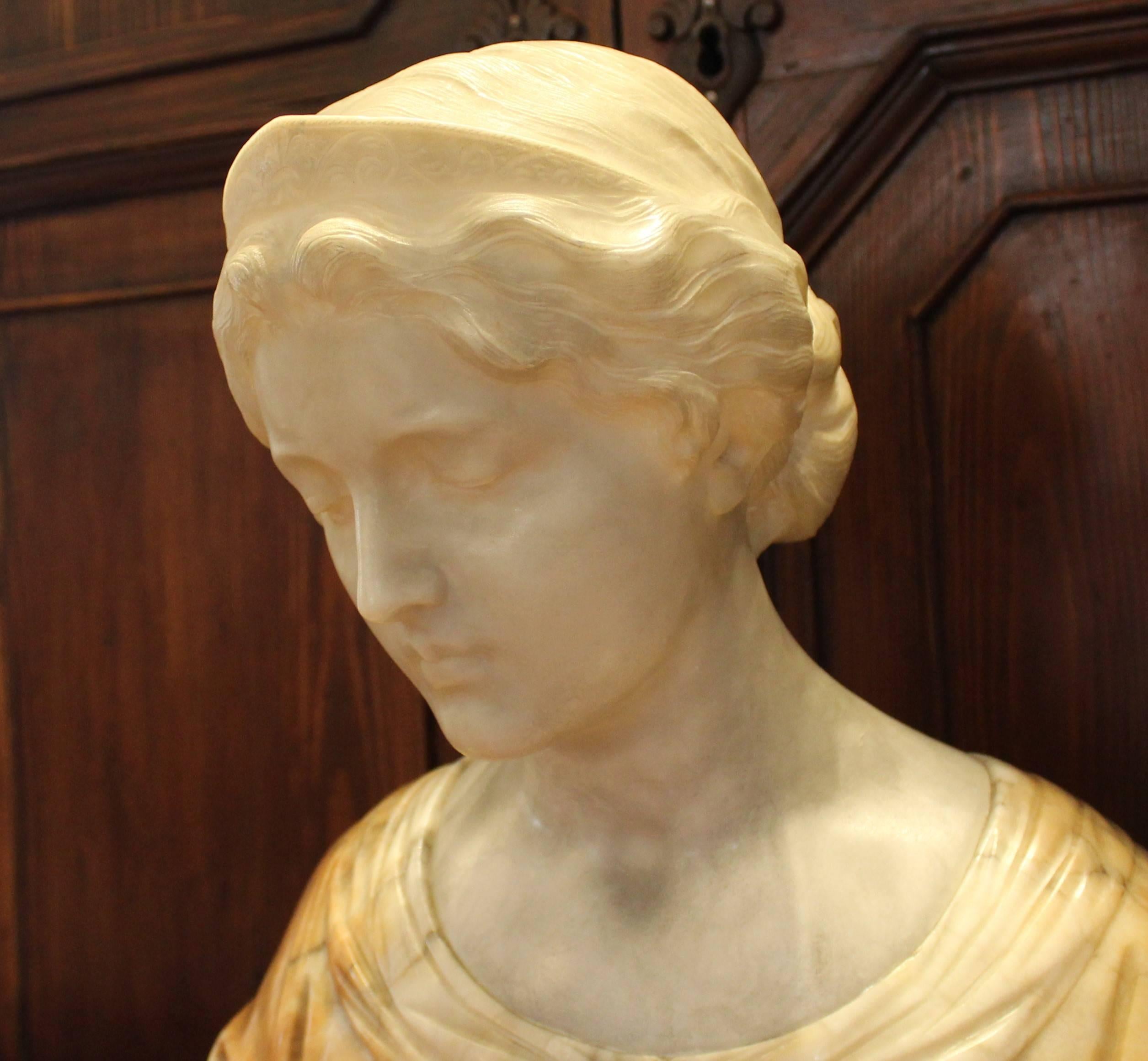 19th Century Italian Alabaster Bust 4