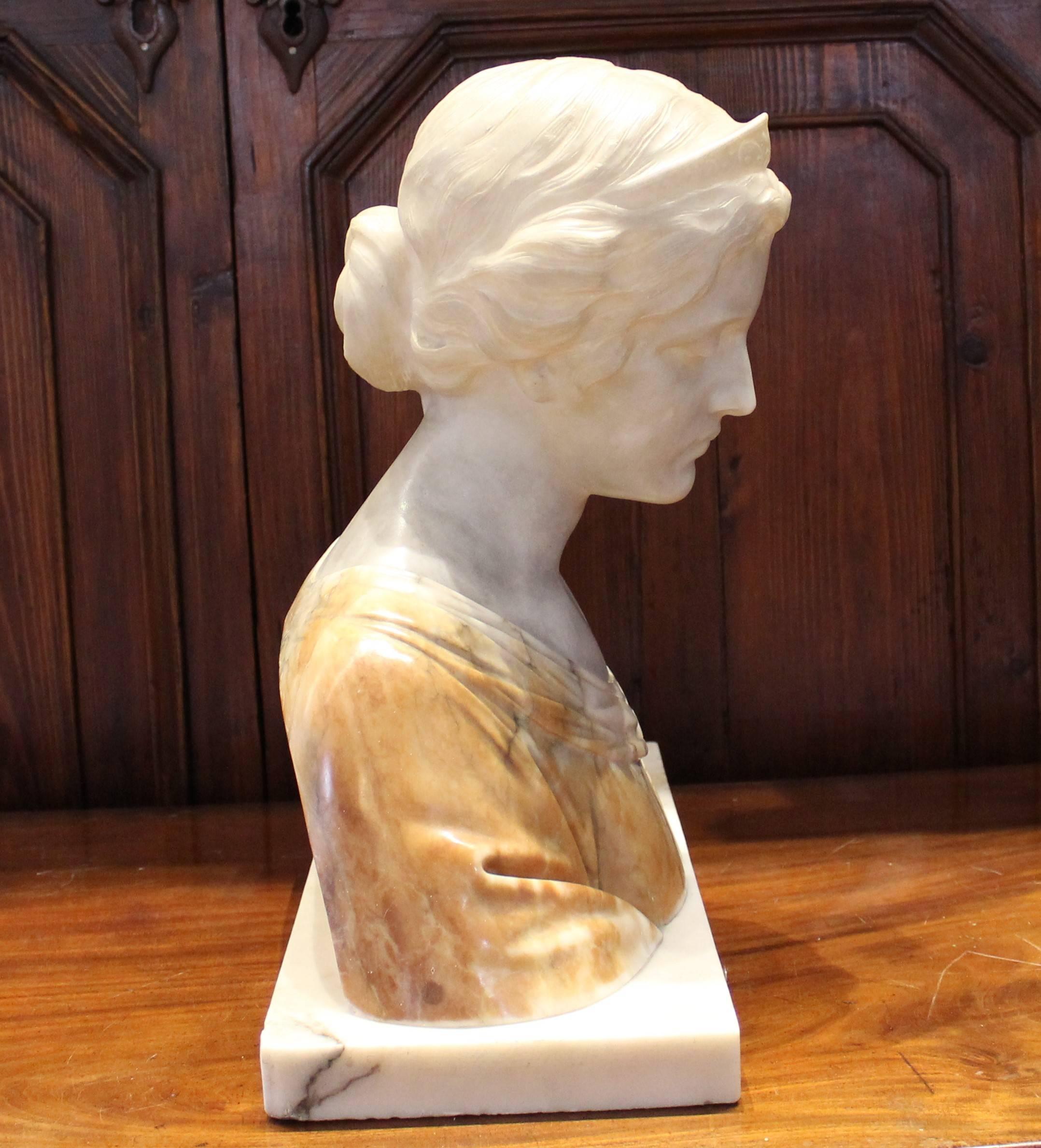 19th Century Italian Alabaster Bust 3