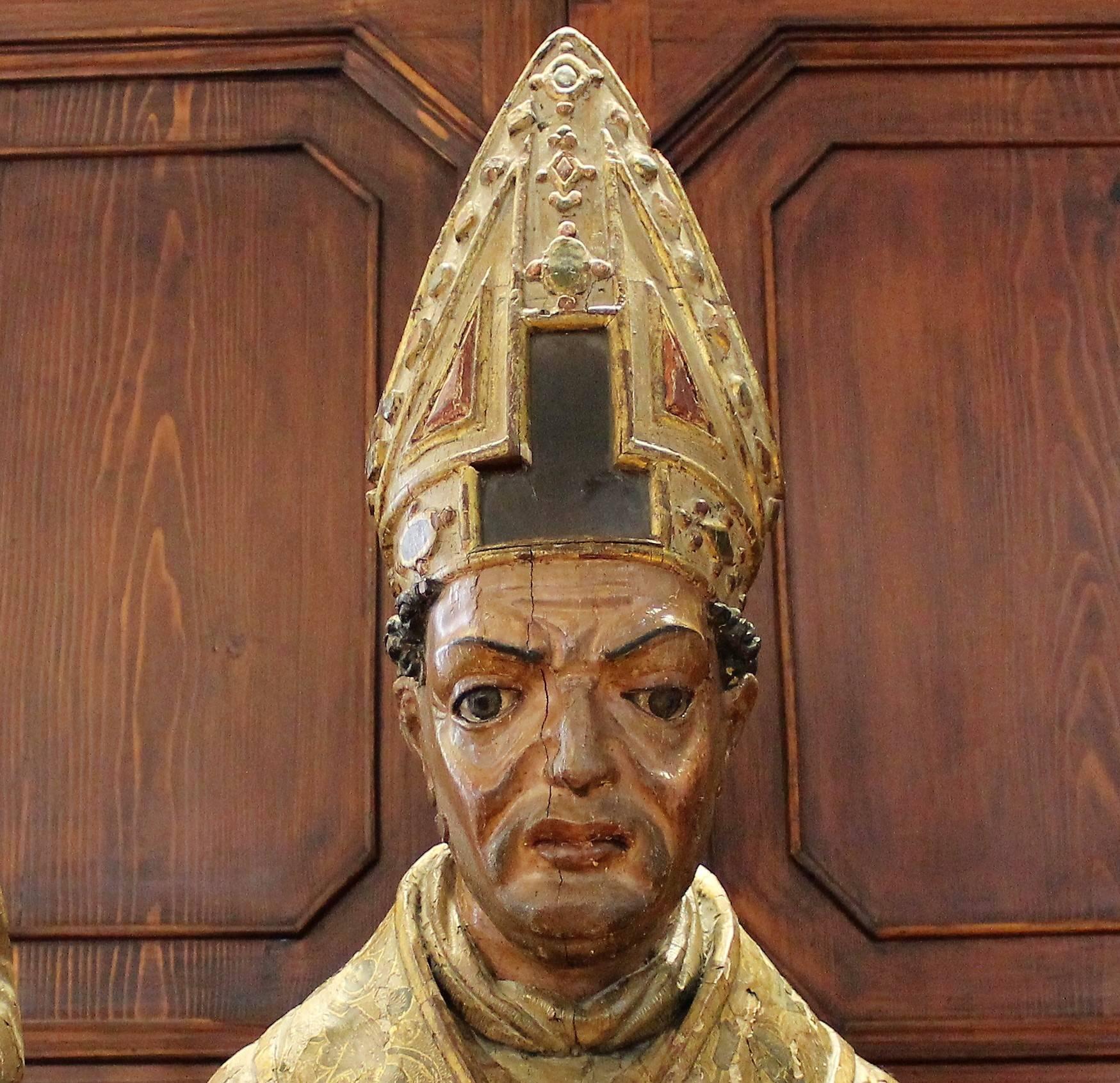 16th Century Polychrome Reliquary Bust of St. Dionysius the Areopagite 1