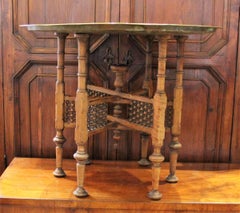 19th Century Persian Brass and Silver Inlaid Table