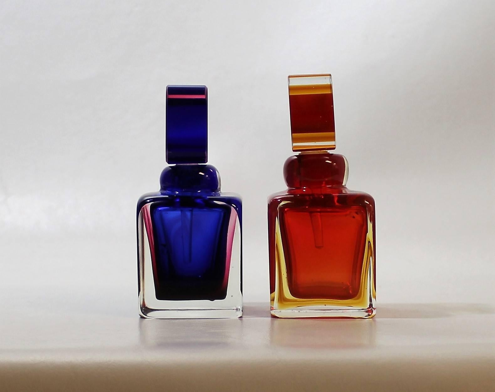 Pair of Sommerso Formia Vetri Di Murano perfume bottles.