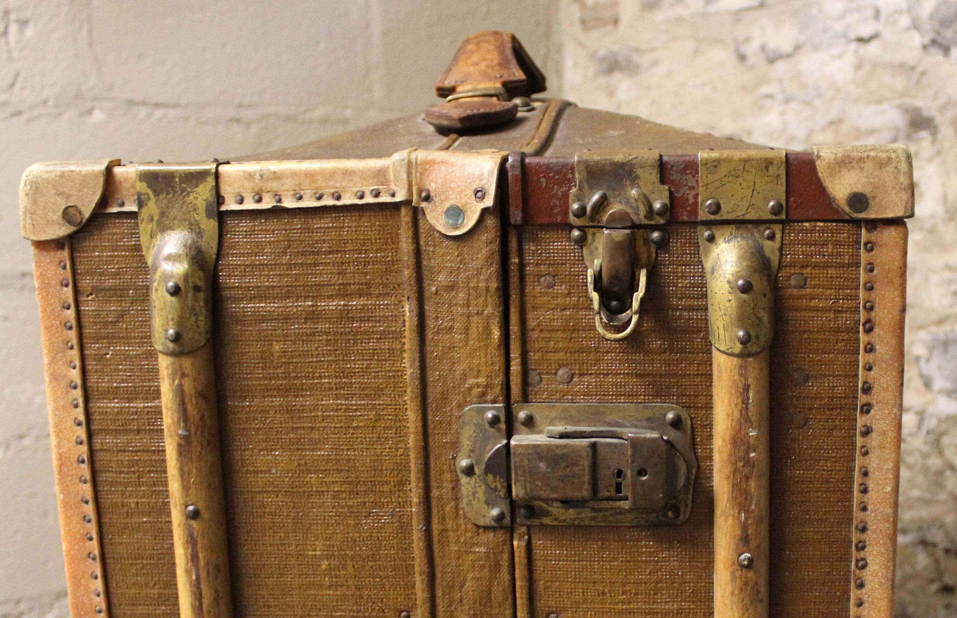 1920s Moritz Madler Wardrobe Steamer Trunk In Fair Condition In Hamilton, Ontario