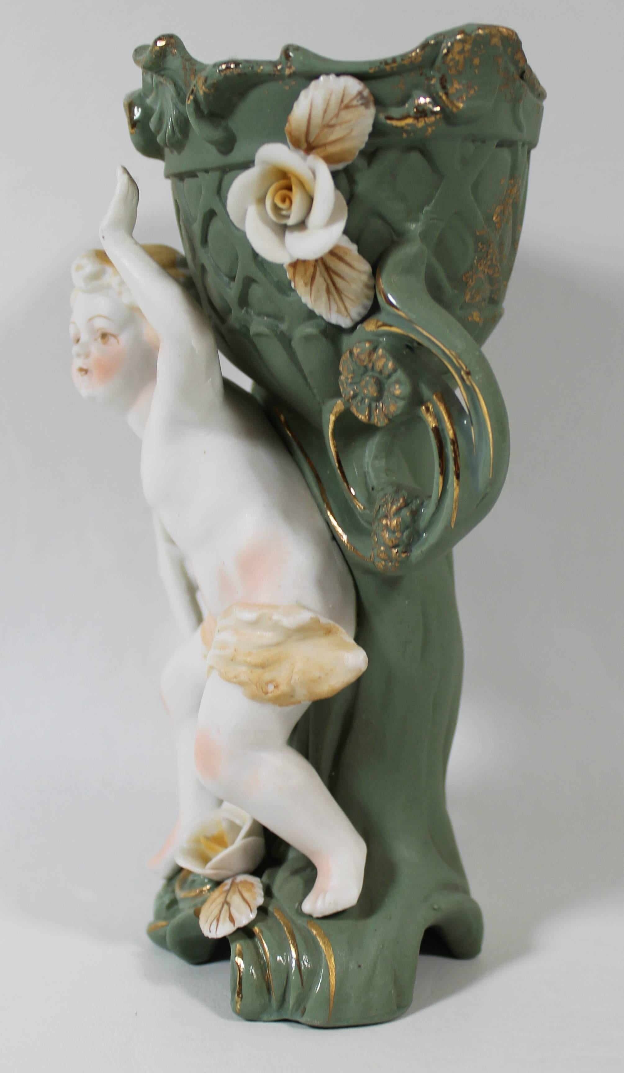 'Camille Naudot' Porcelain Figural Cherub Vase, French at 1stDibs ...
