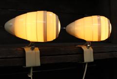 Pair of Beehive Clamp-On Mid-Century Modern Lamps for Bed or Desk