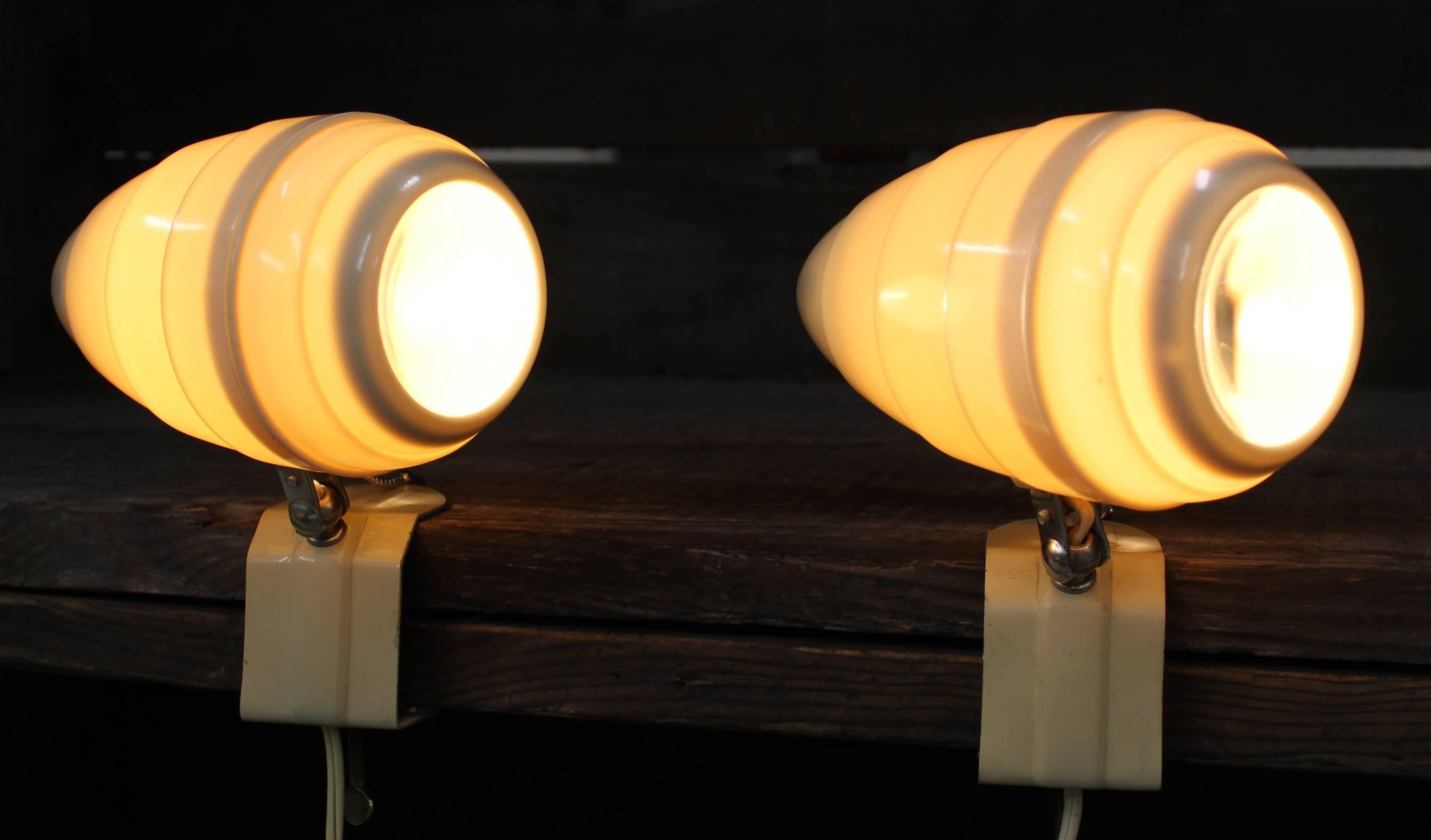 Pair of Beehive Clamp-On Mid-Century Modern Lamps for Bed or Desk 1
