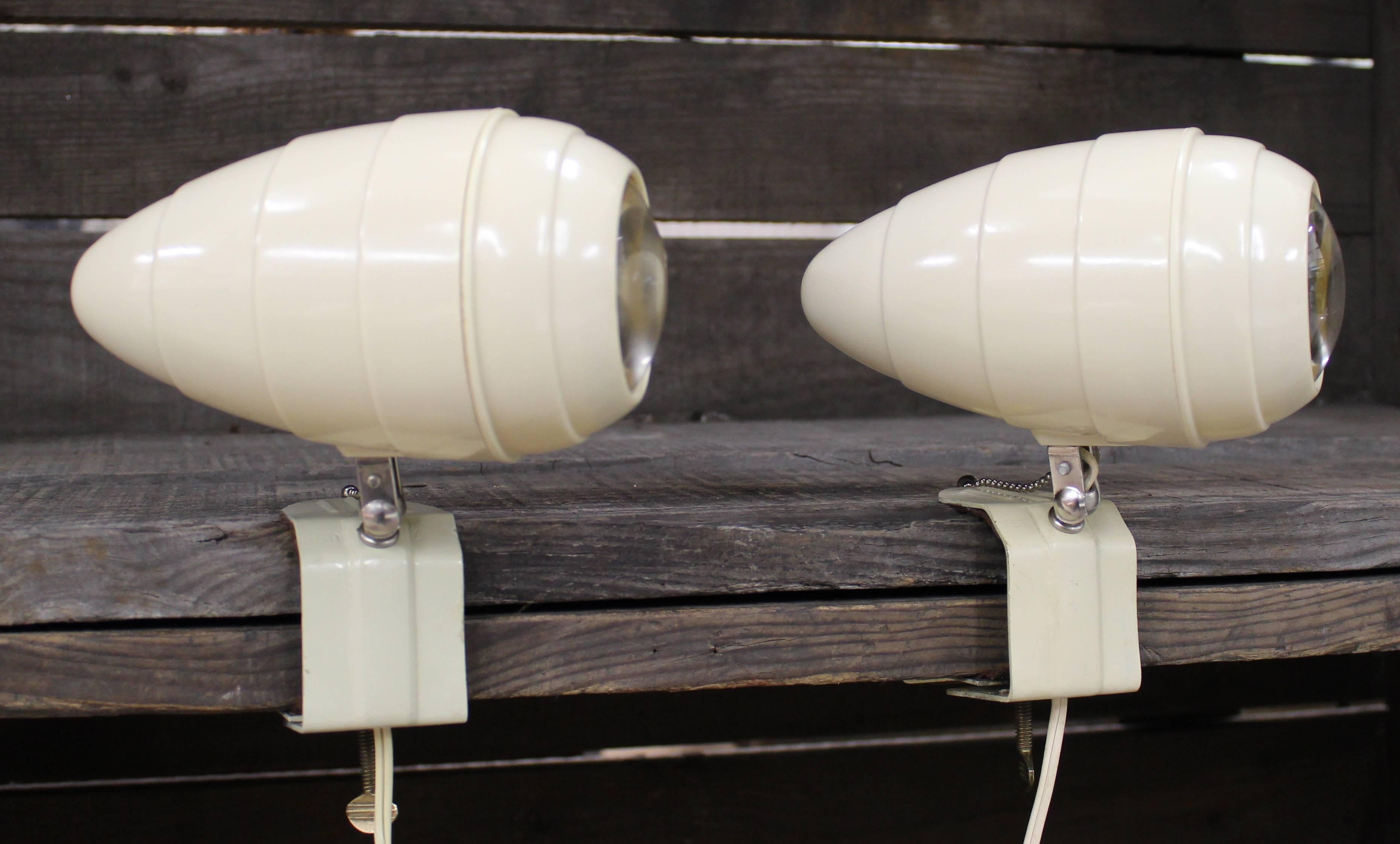 20th Century Pair of Beehive Clamp-On Mid-Century Modern Lamps for Bed or Desk