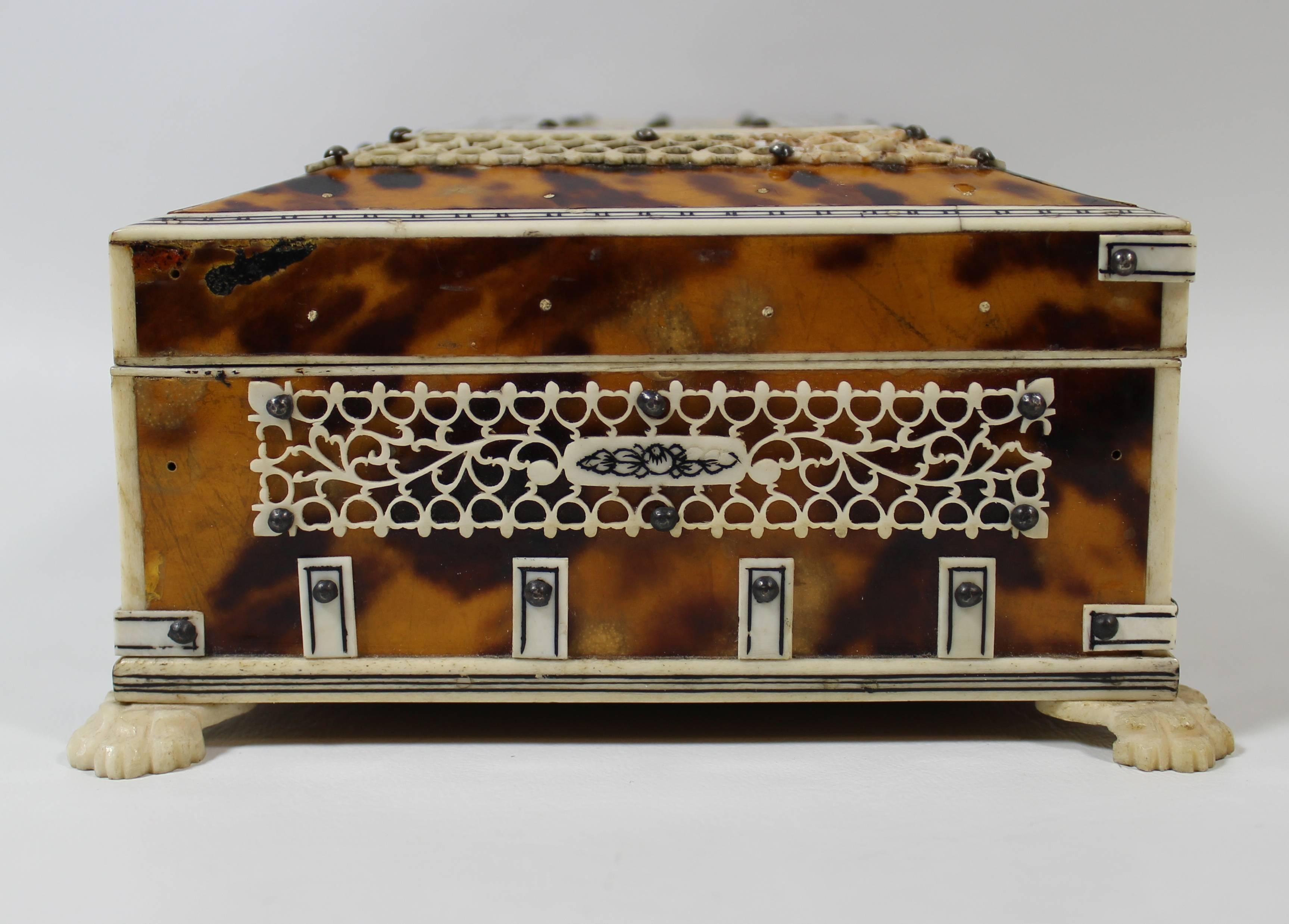 Anglo-Indian Tortoise Shell and Ivory Box, 19th Century 1