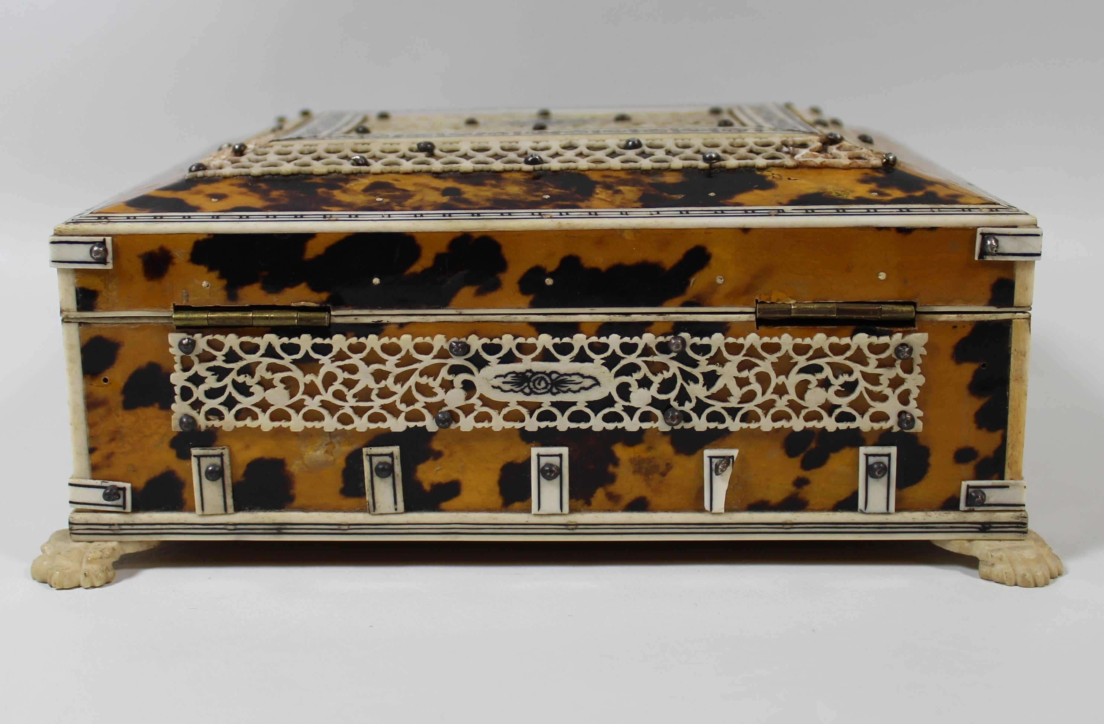 Anglo-Indian Tortoise Shell and Ivory Box, 19th Century 3
