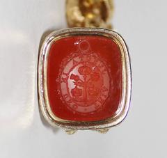 14-Karat Gold Watch Fob, Carnelian Intaglio from British Order of the Bath
