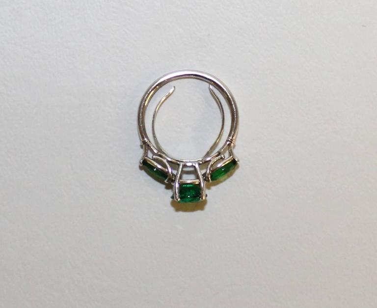 Ladies Platinum Ring Set with Synthetic Emeralds For Sale at 1stDibs