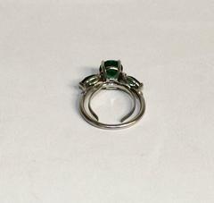 Ladies Platinum Ring Set with Synthetic Emeralds
