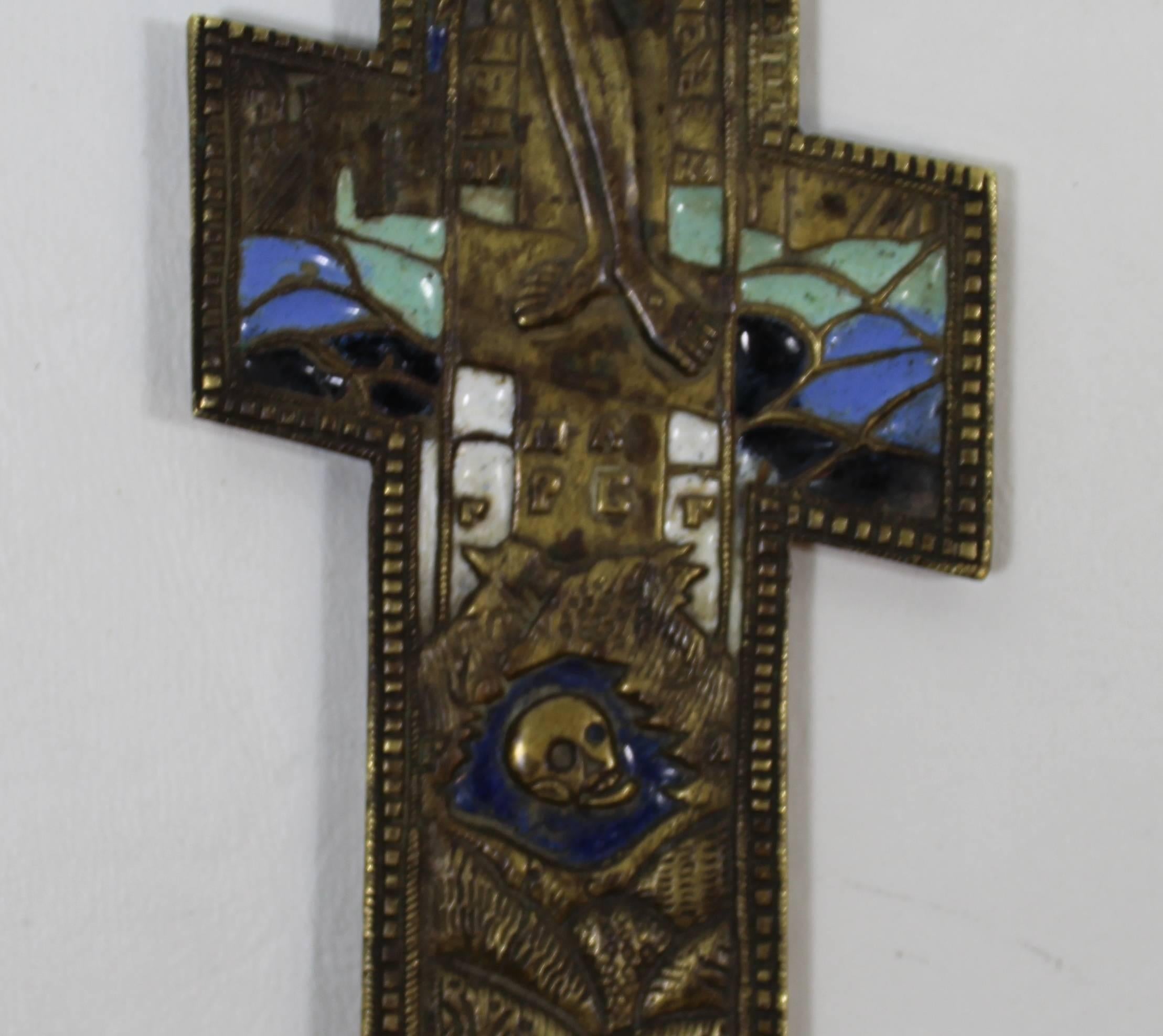 Russian Bronze and Enamel Cross 1