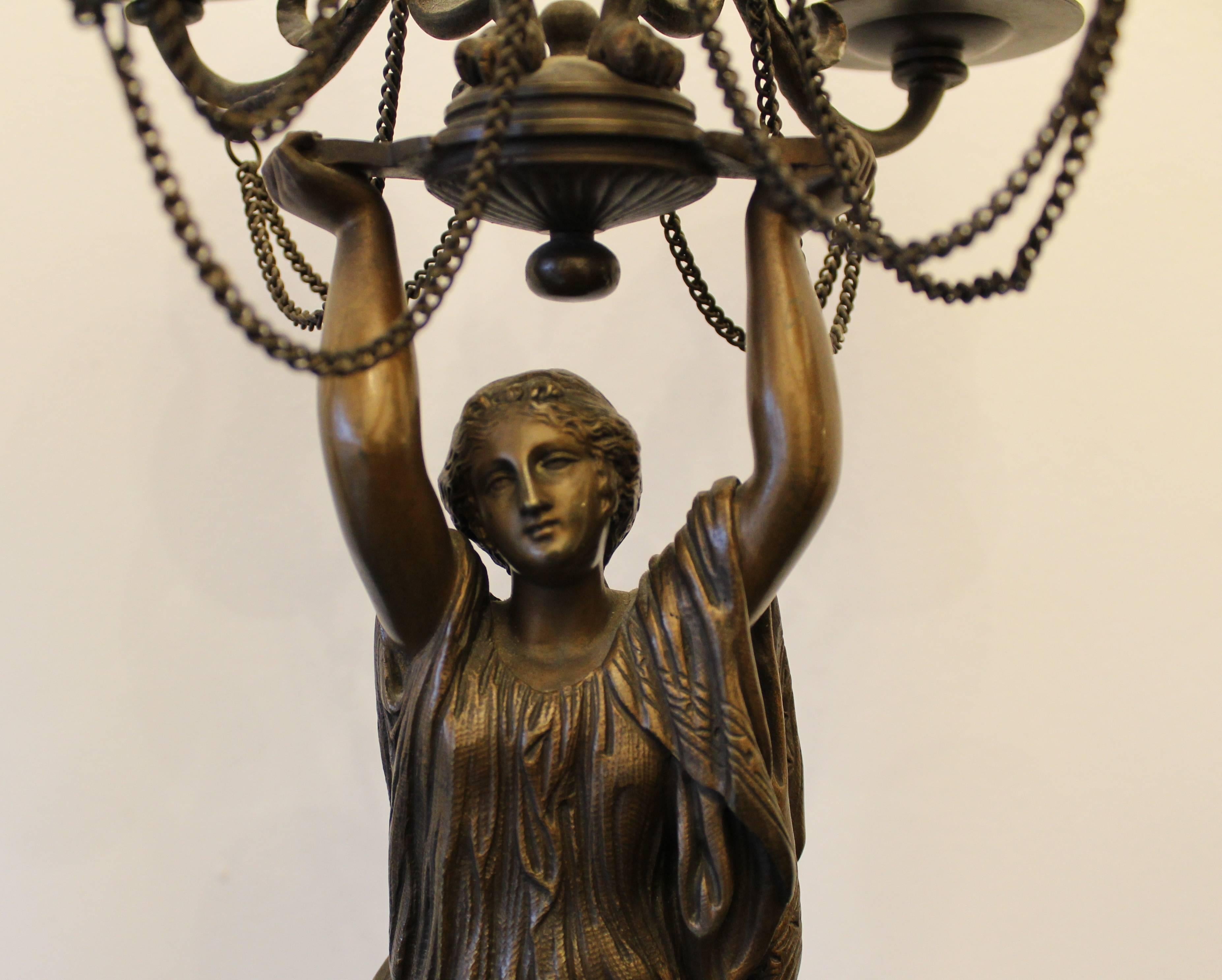 Pair of 19th century bronze figural candelabra.