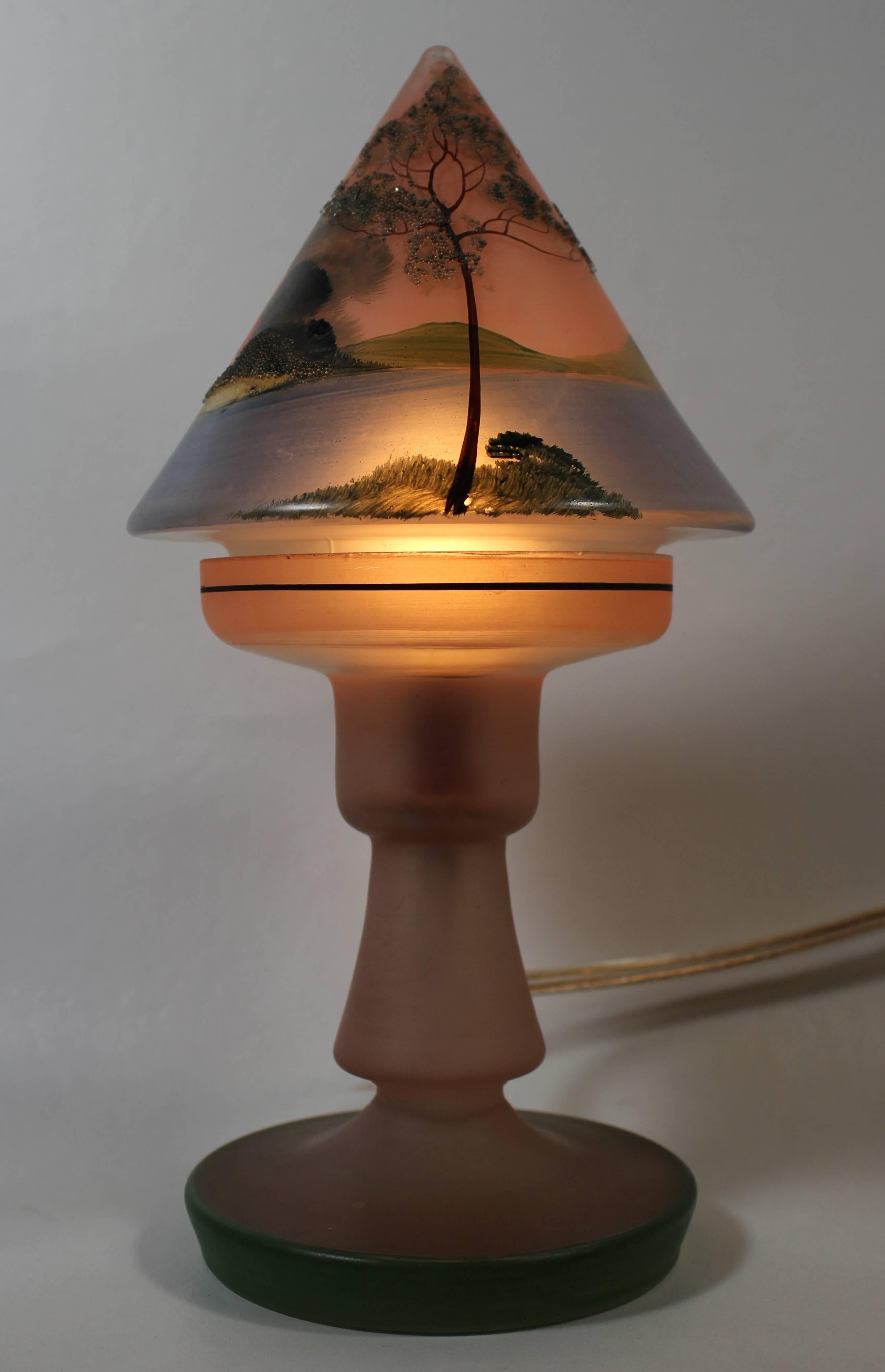 Art Deco bohemian hand-painted boudoir lamp.

Free shipping within the United States and Canada.
