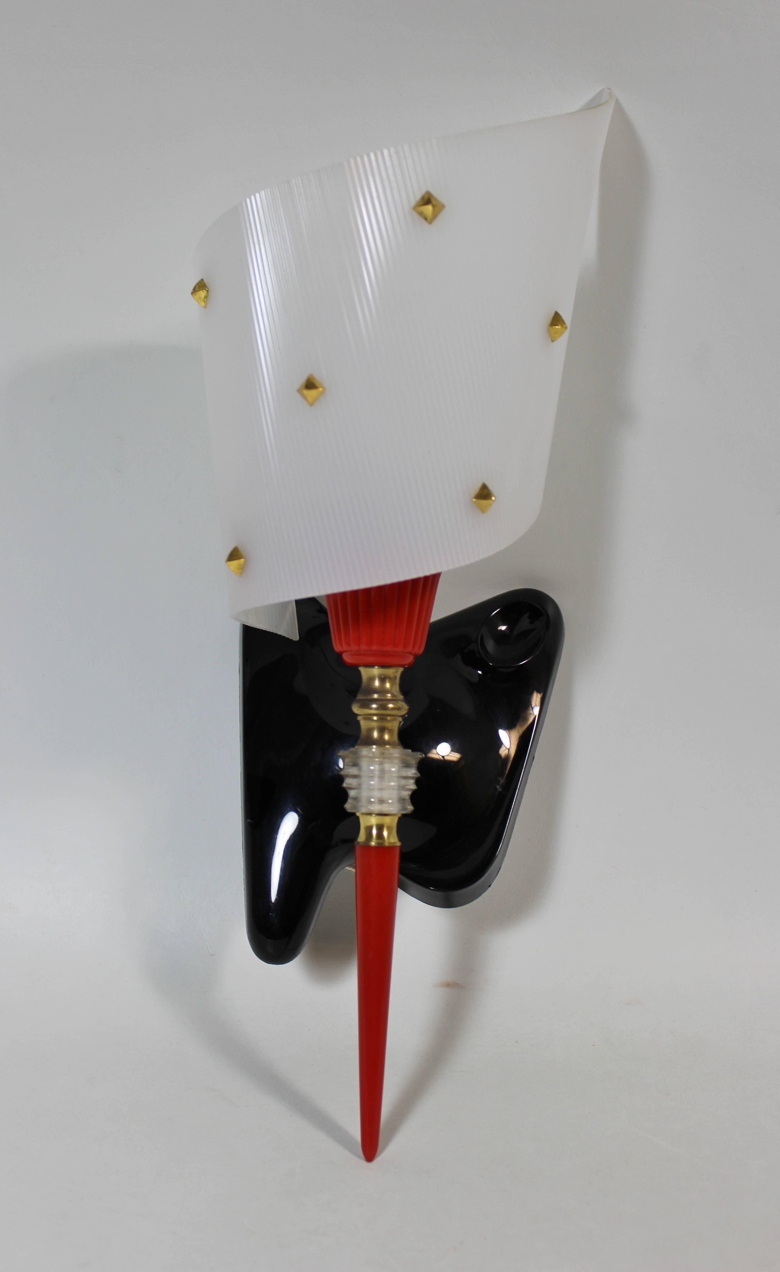 20th Century Pair of Mid-Century Modern French Wall Sconces