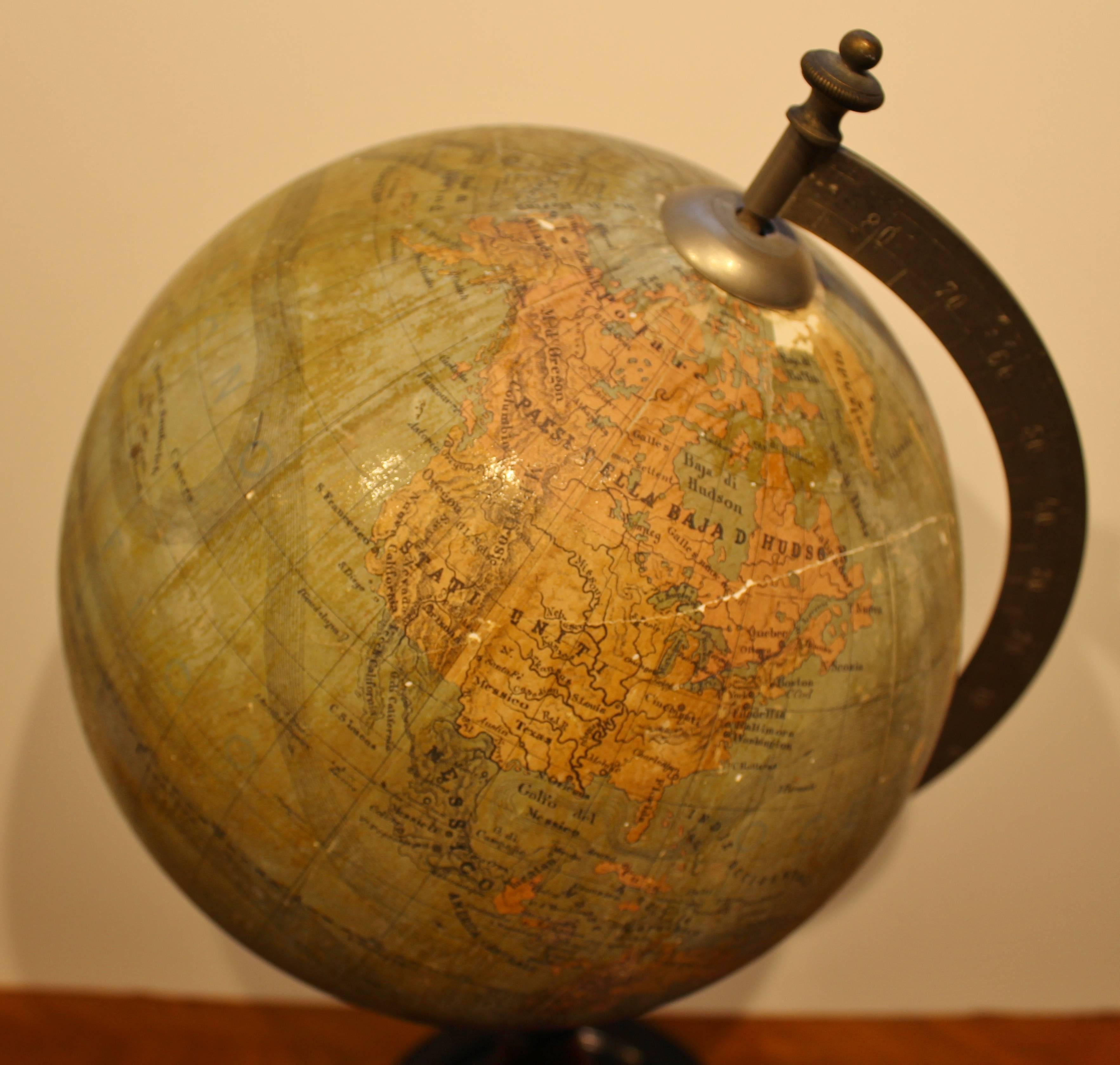 19th Century Italian Globe by Antonio Vallardi  1