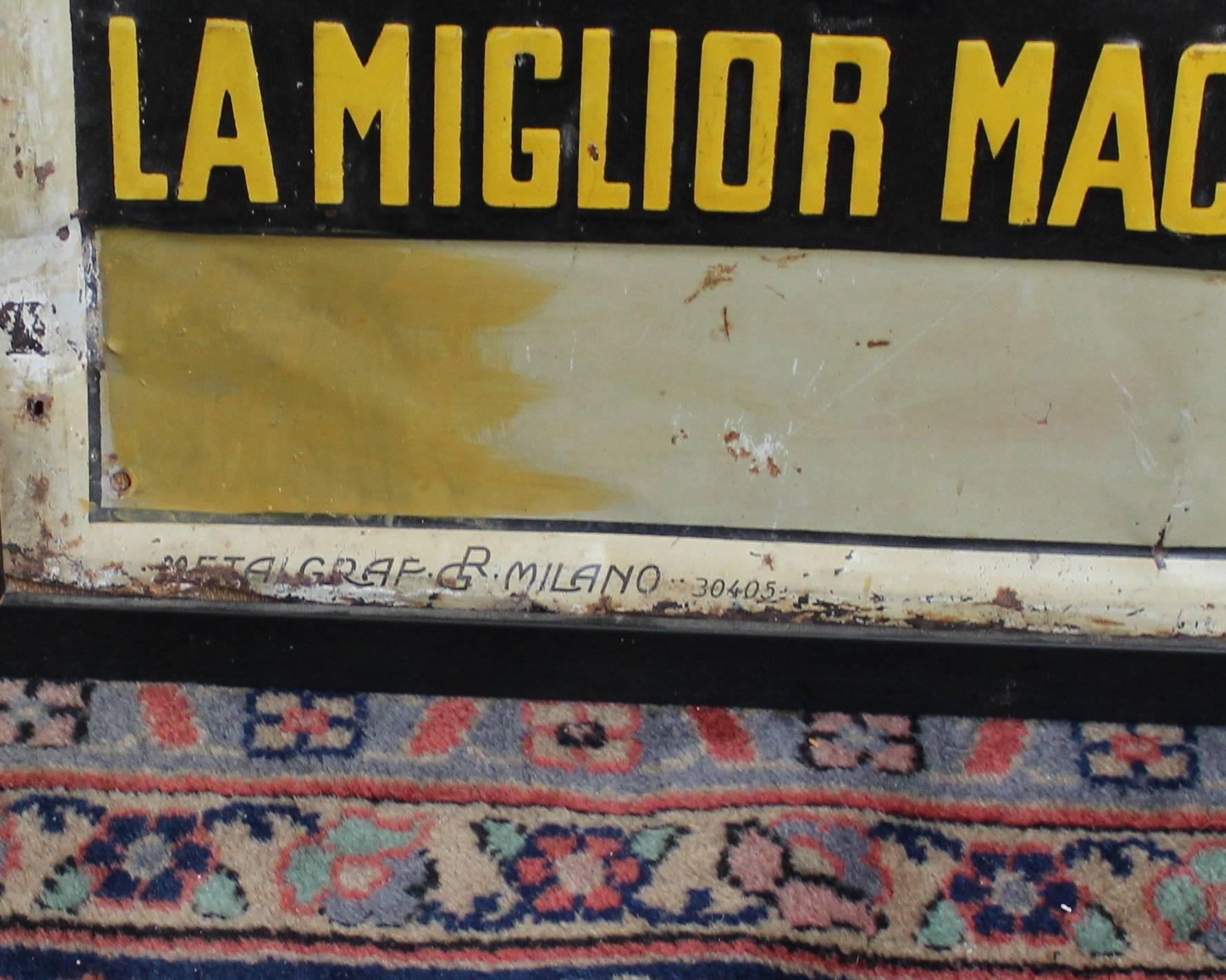 Dubied Italian Tin Advertising Sign In Distressed Condition For Sale In Hamilton, Ontario