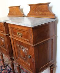 19th Century Pair of French Night Tables with Marble Tops