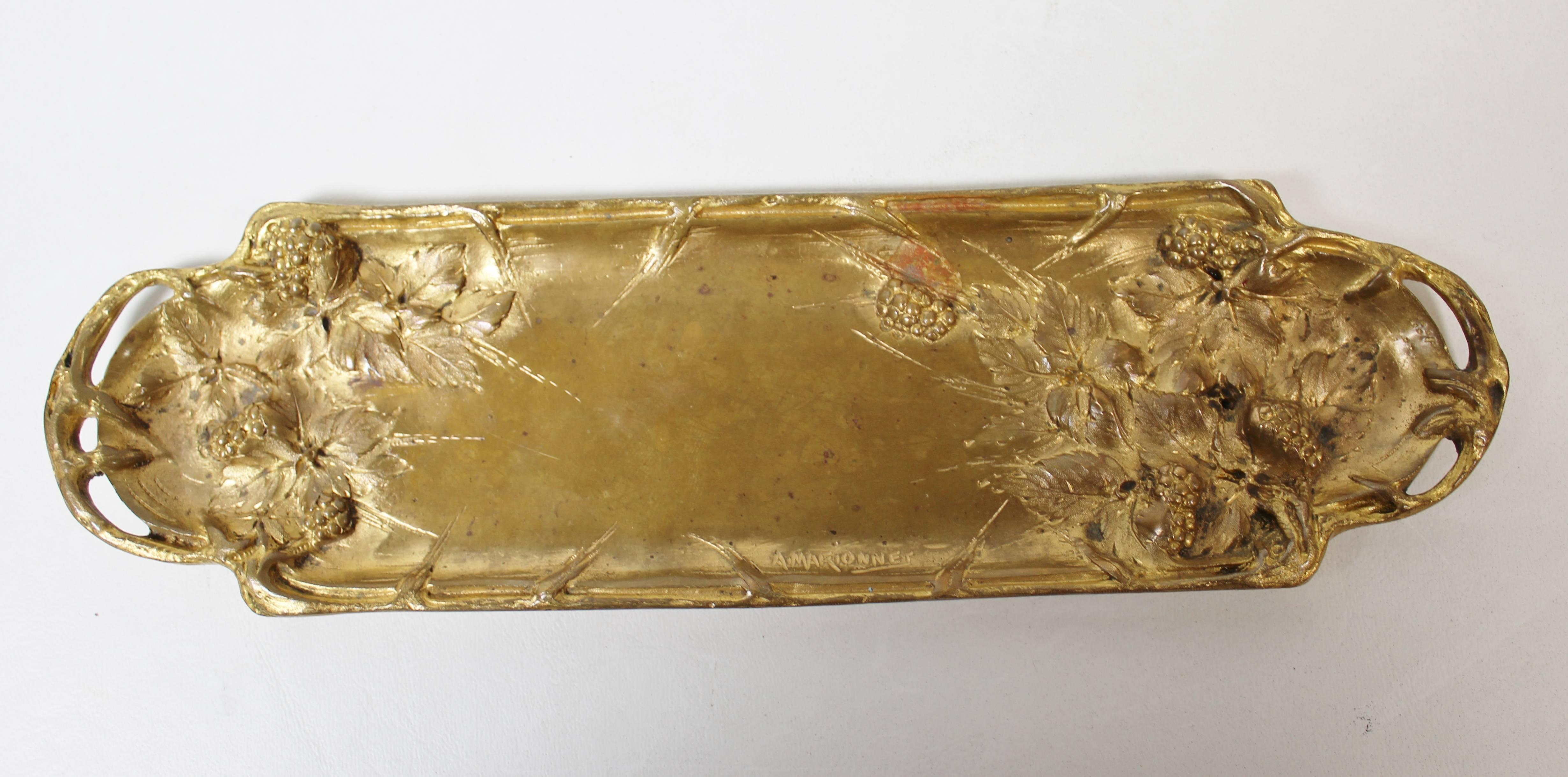 Art Nouveau Albert Marionnet Gilt Bronze French Desk Set by