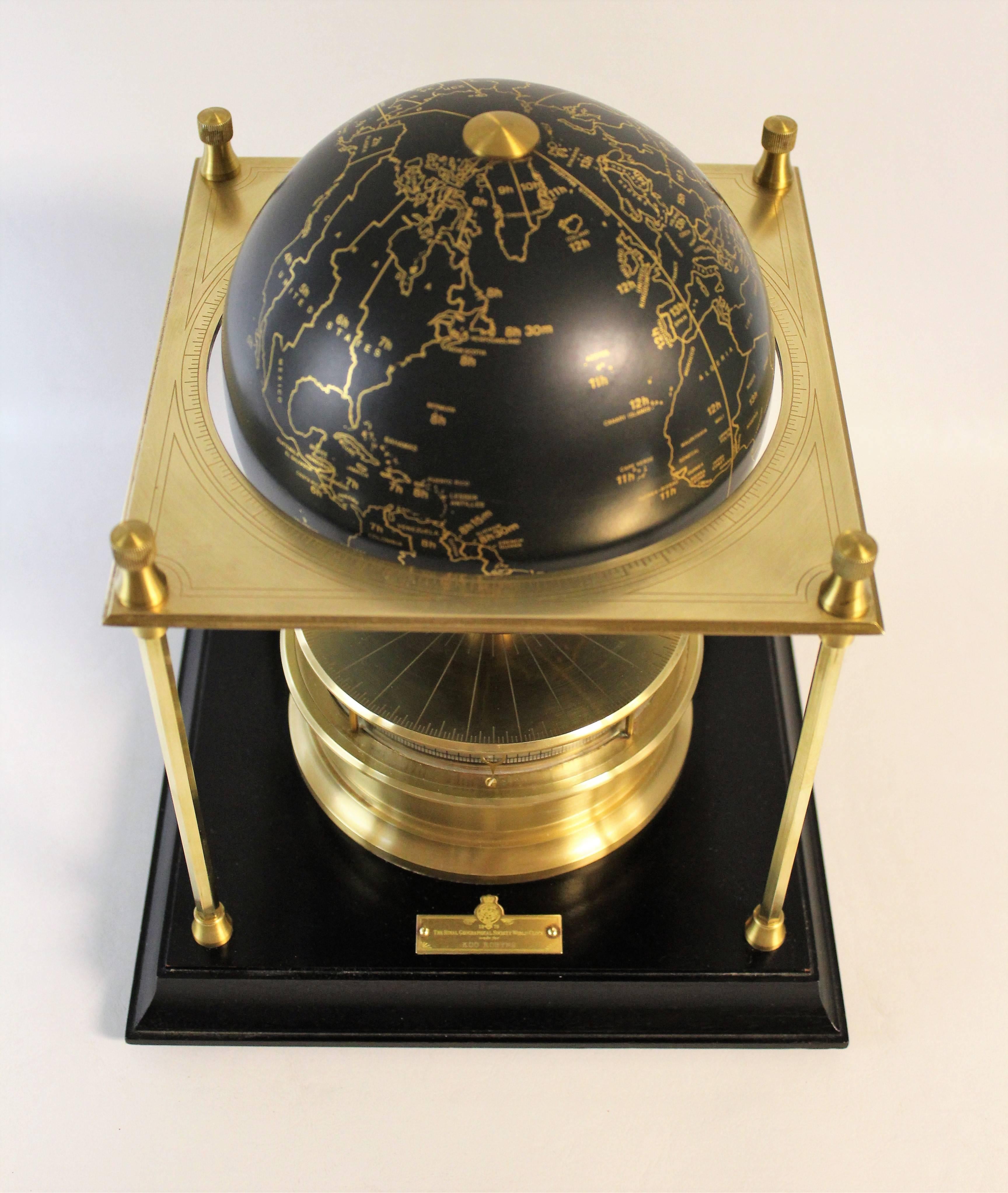 Royal Geographical Society World Clock In Good Condition In Hamilton, Ontario