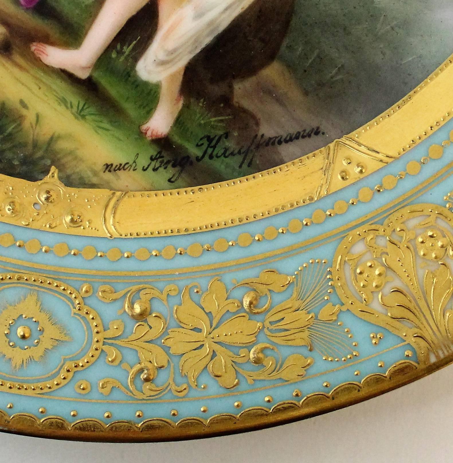 German Royal Vienna Style Porcelain Charger 'Nach Angelika Kauffmann' For Sale