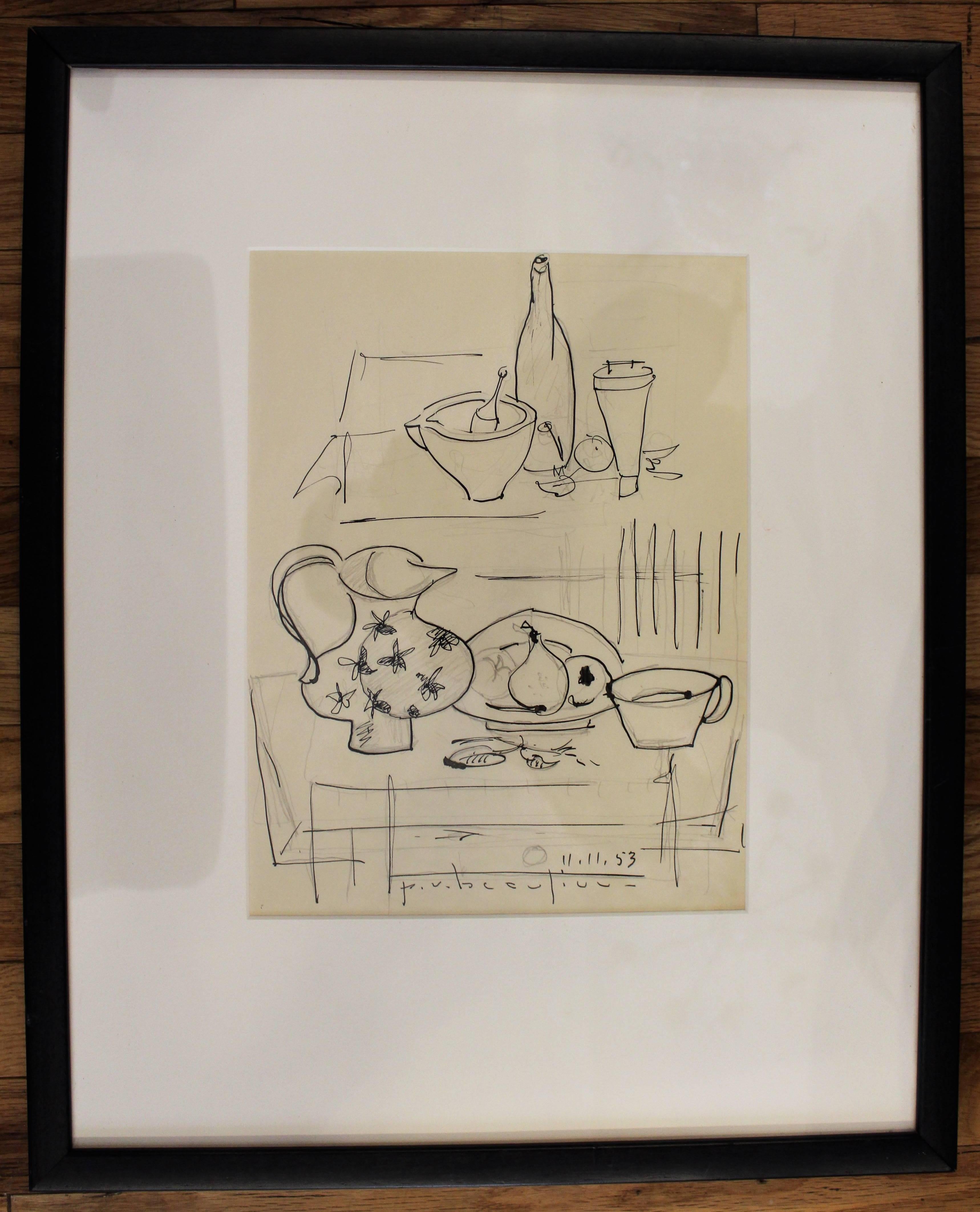 Paul Vanier Beaulieu (Canada 1910-1996)
Medium: Ink and pencil
Size
Without frame: 12