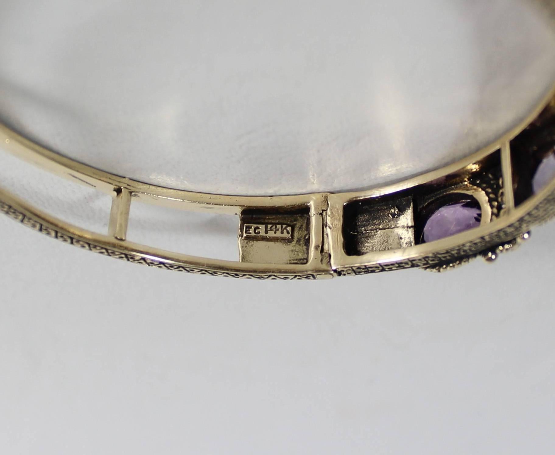 Ladies 14-Carat Gold and Amethyst Bracelet For Sale 4