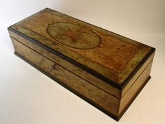 English Birds Eye Maple Inlaid Box with Musical Instrument Theme