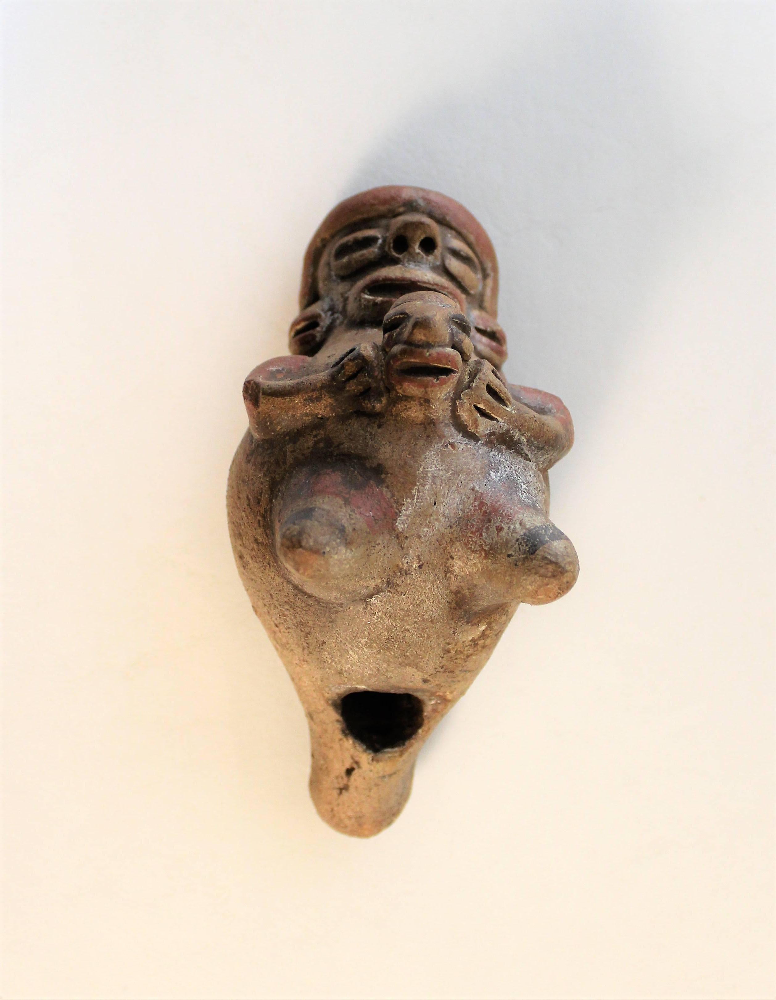 Terracotta Pre-Columbian Zoomorphic Ocarina Musical Instrument