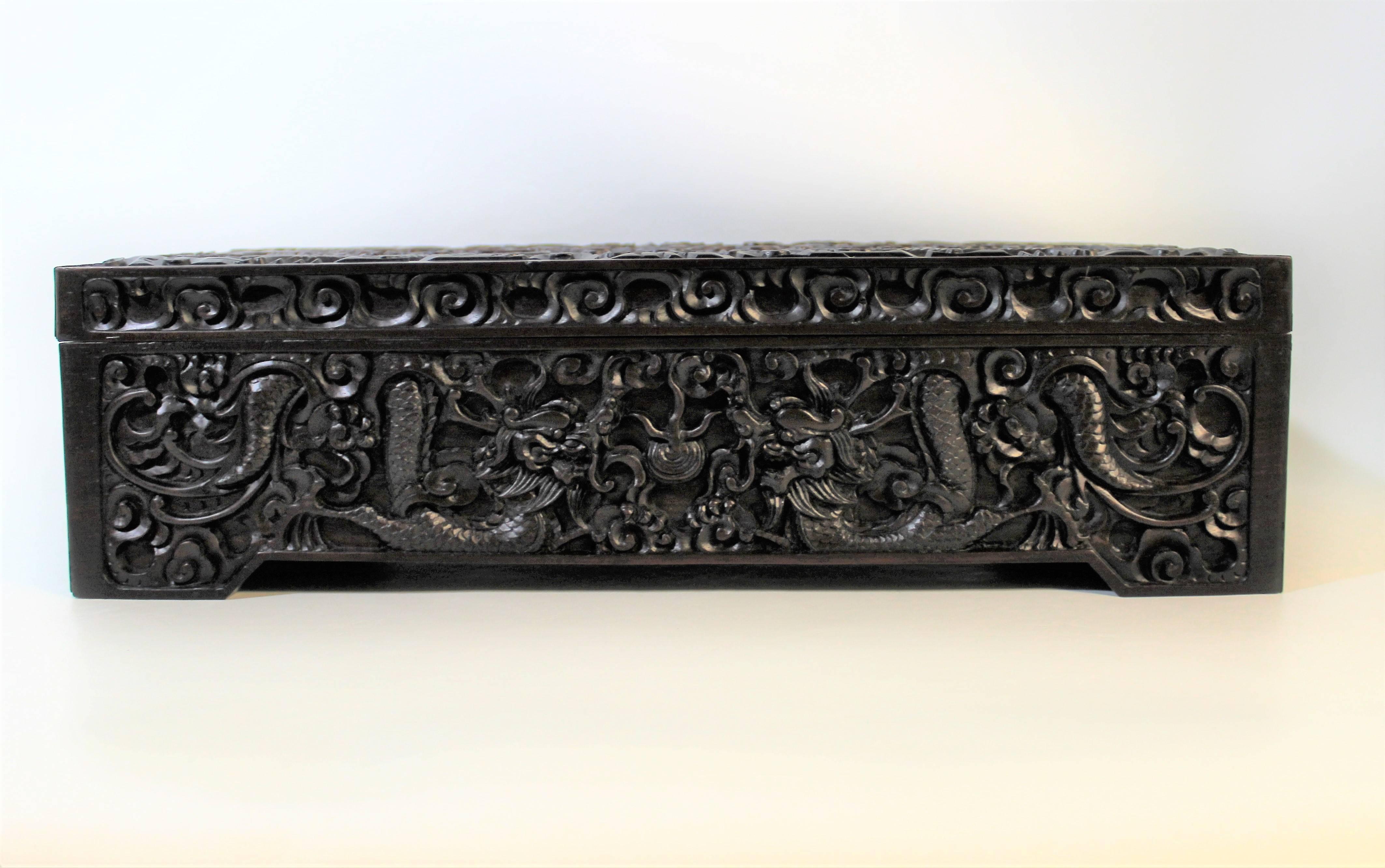 Chinese Carved Rosewood Box For Sale 3