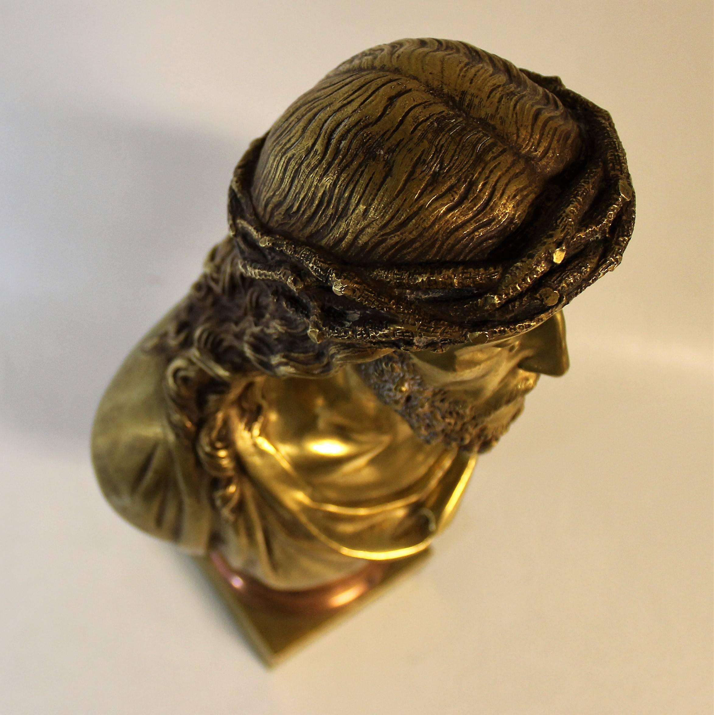 19th Century Jean Bulio Patinated Gilt Bronze Sculpture of Jesus Christ
