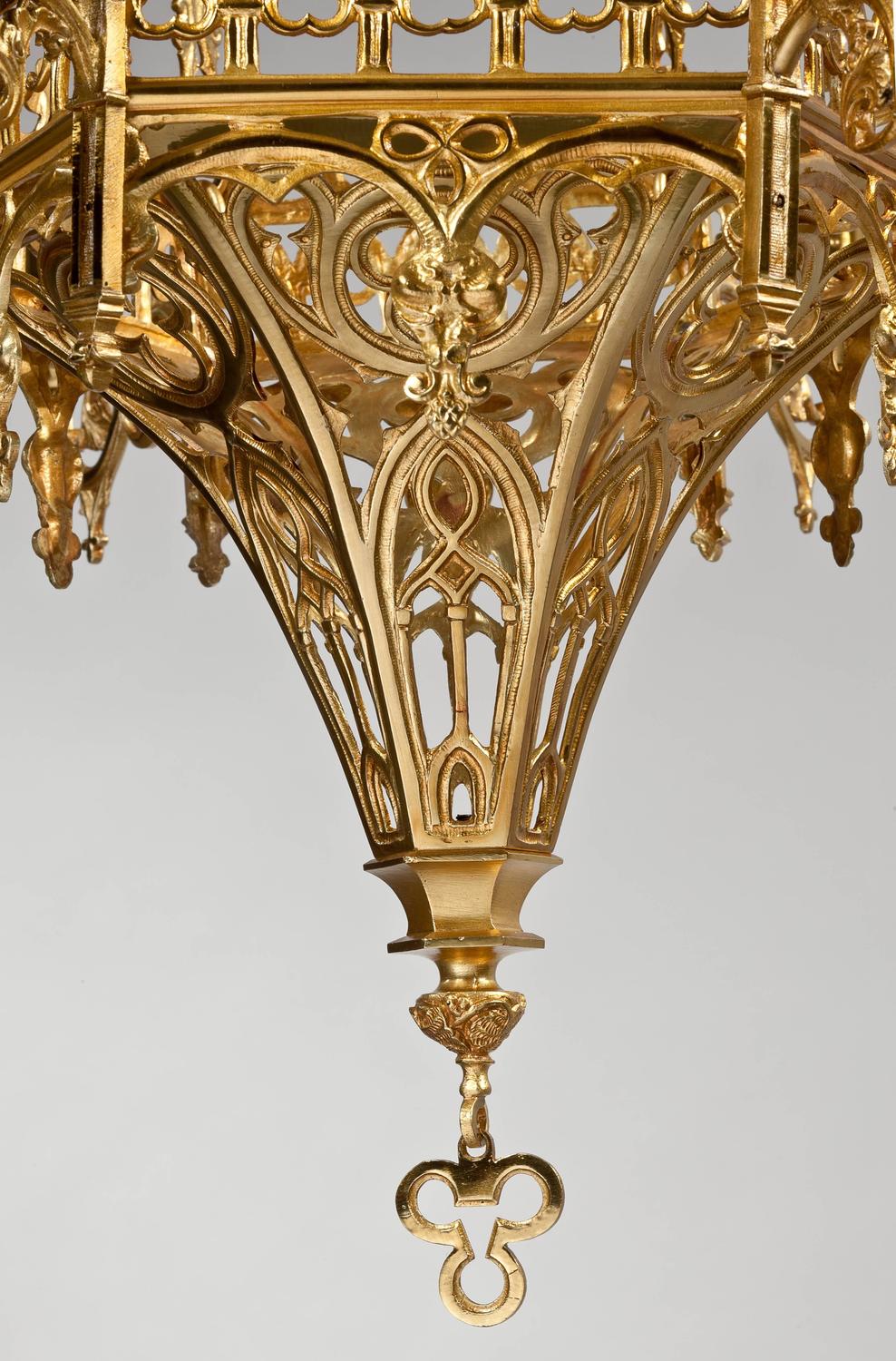 Gothic Revival Hexagonal 6Light Chandelier For Sale at 1stdibs